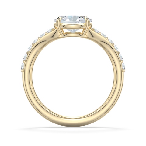 7.7x5.7mm FGVS East-West Oval Lab-Grown Diamond Curved Engagement Ring with Accents in Yellow Gold - side 1