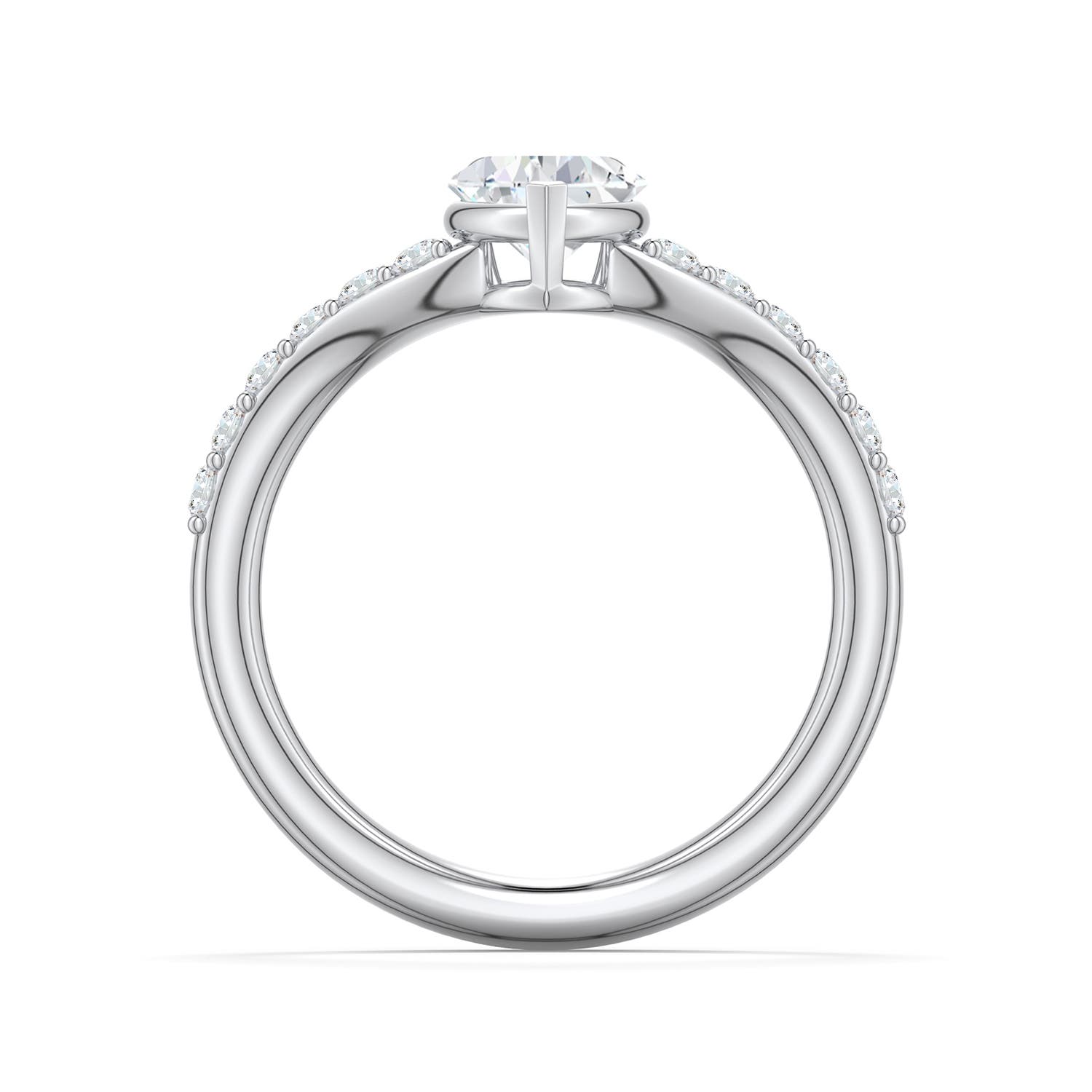6mm FGVS Heart-Shaped Lab-Grown Diamond Curved Engagement Ring with Accents in White Gold - side 1