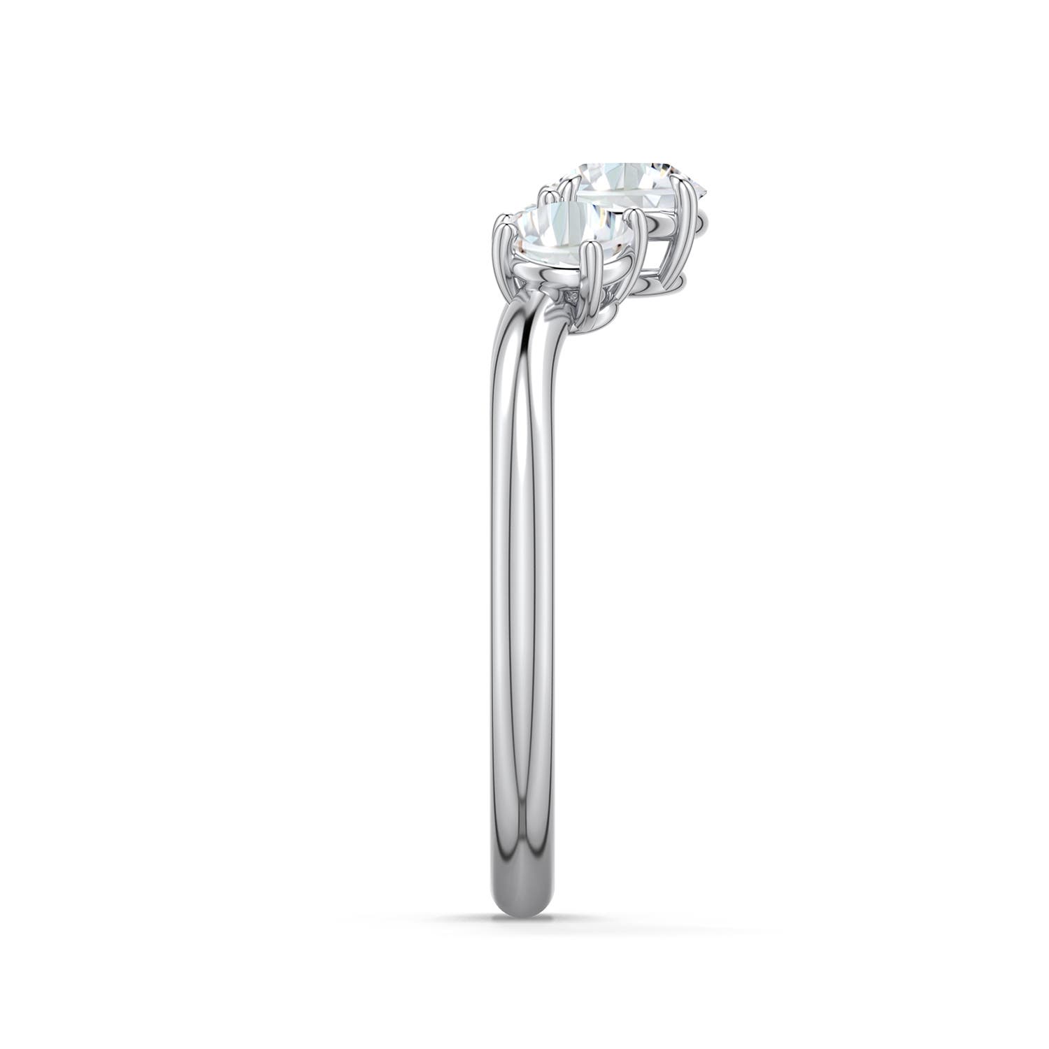 5.1mm FGVS Round Lab-Grown Diamond Three-Stone Curved Engagement Ring in White Gold - side 2 - side 4