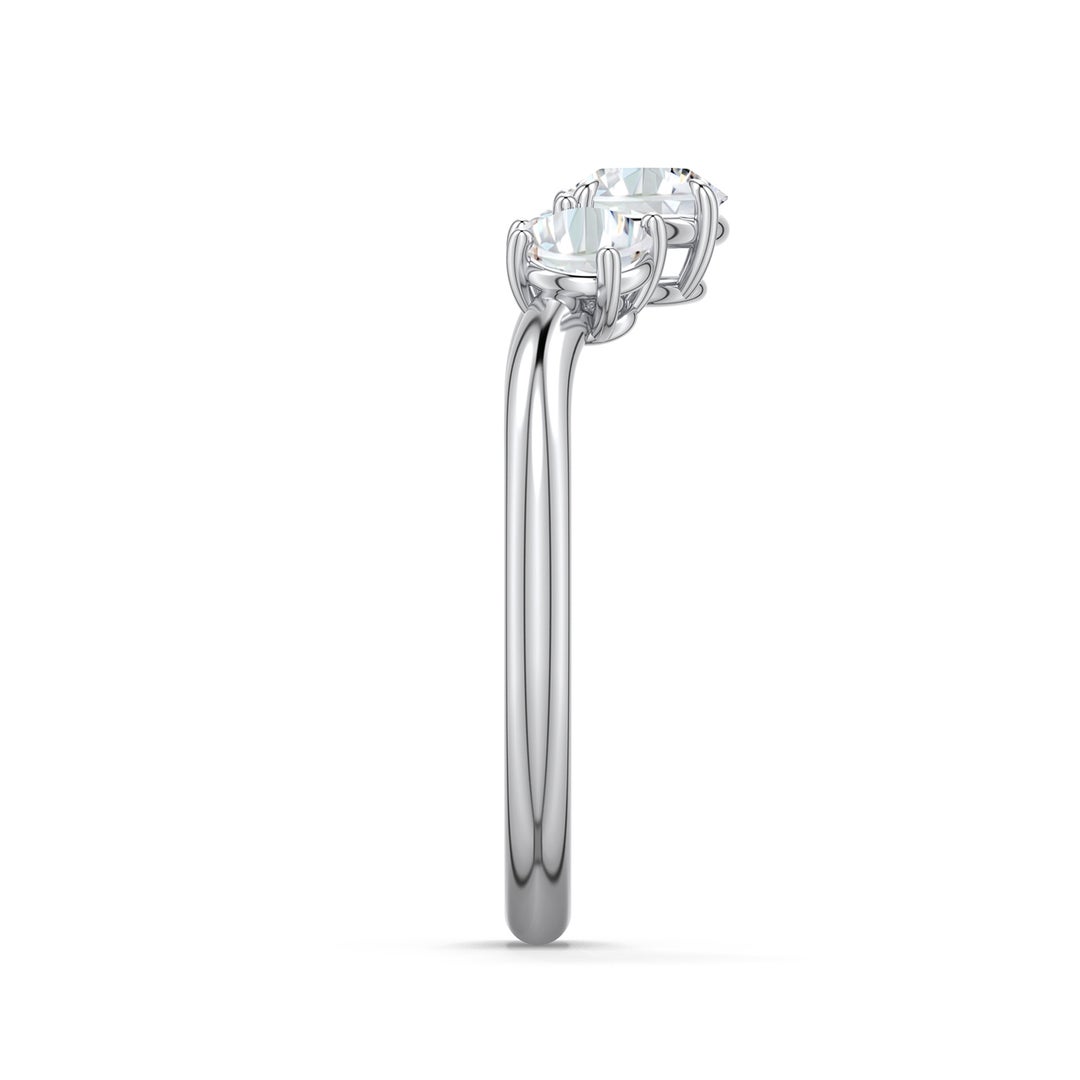 5.1mm FGVS Round Lab-Grown Diamond Three-Stone Curved Engagement Ring in White Gold - side 2 - side 4