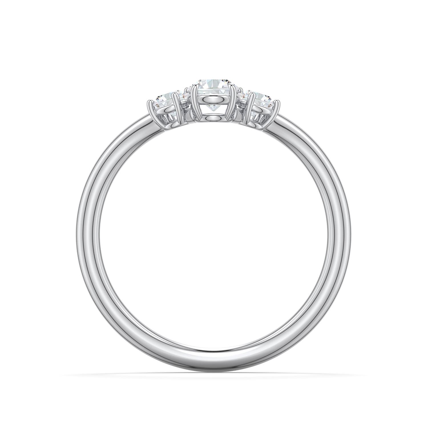 4.1mm FGVS Round Lab-Grown Diamond Three-Stone Curved Engagement Ring in 18K White Gold - side 1