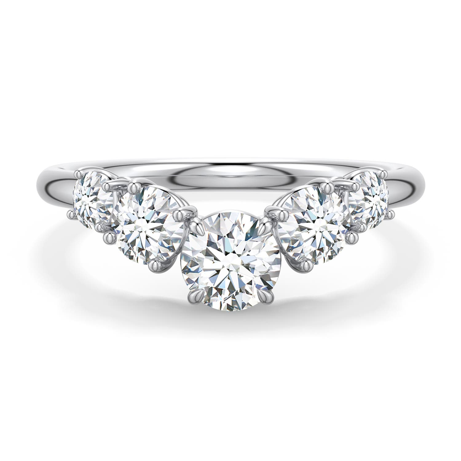 5.1mm DEVVS Round Lab-Grown Diamond Graduated Side Stone Engagement Ring in 950 Platinum - main