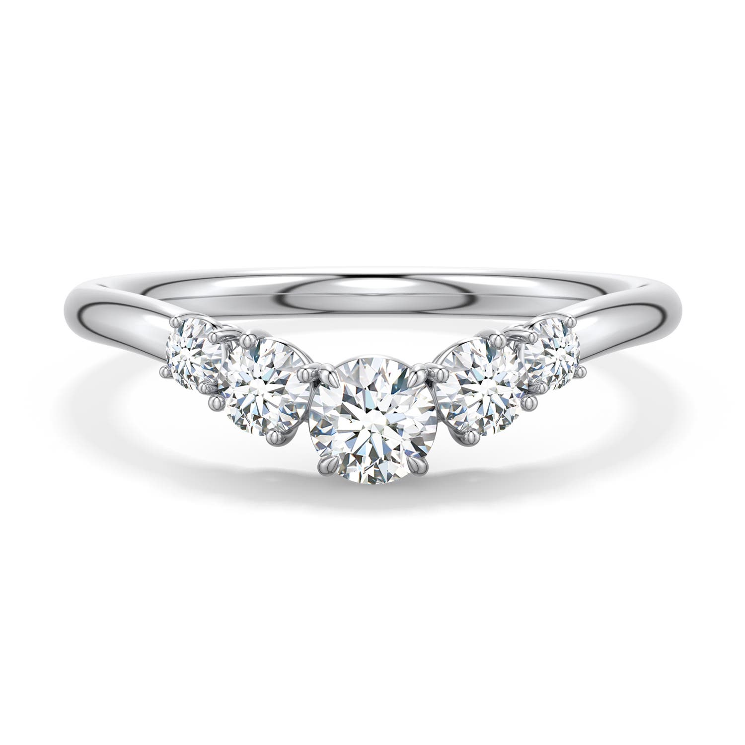 4.1mm DEVVS Round Lab-Grown Diamond Graduated Side Stone Engagement Ring in White Gold - main