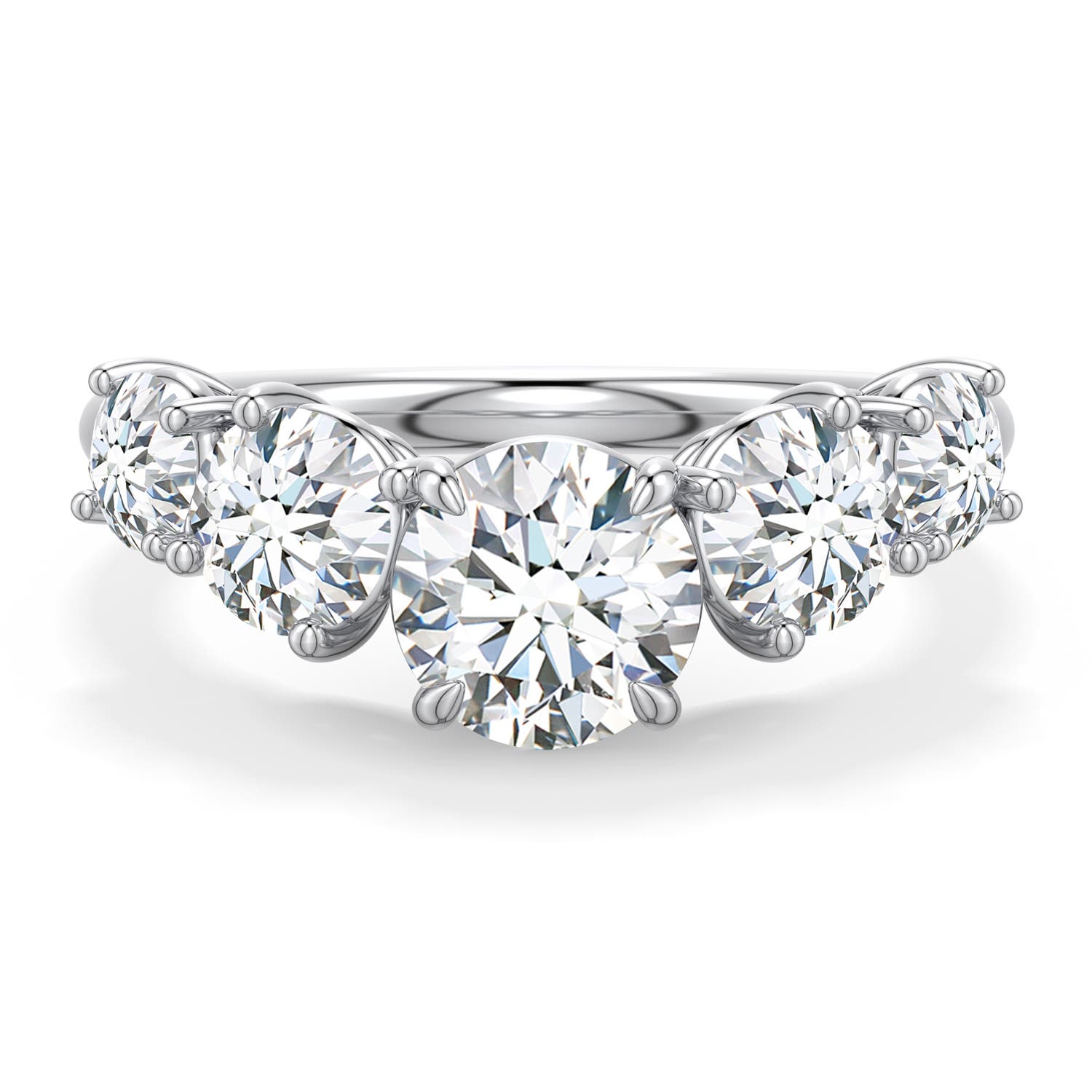 6.4mm DEVVS Round Lab-Grown Diamond Graduated Side Stone Engagement Ring in 18K White Gold - main