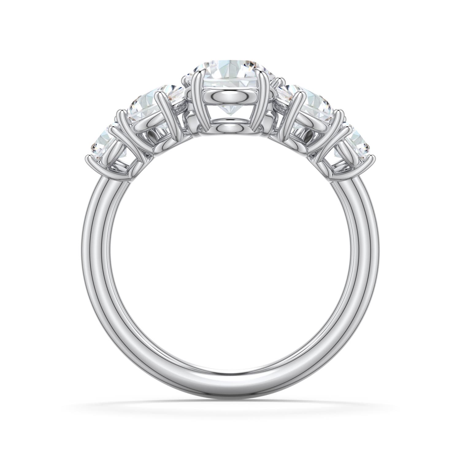 6.4mm DEVVS Round Lab-Grown Diamond Graduated Side Stone Engagement Ring in 18K White Gold - side 1