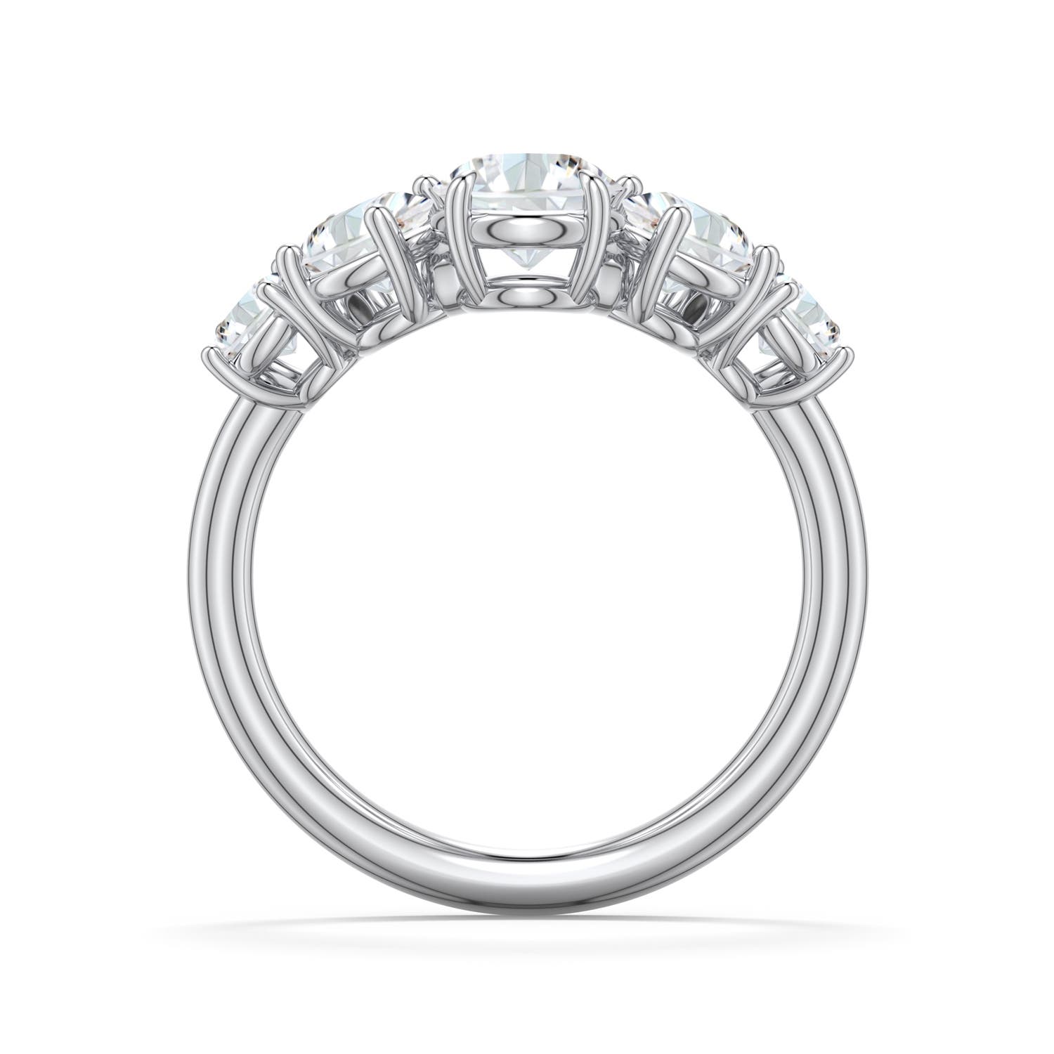 5.9mm FGVS Round Lab-Grown Diamond Graduated Side Stone Engagement Ring in 18K White Gold - side 1
