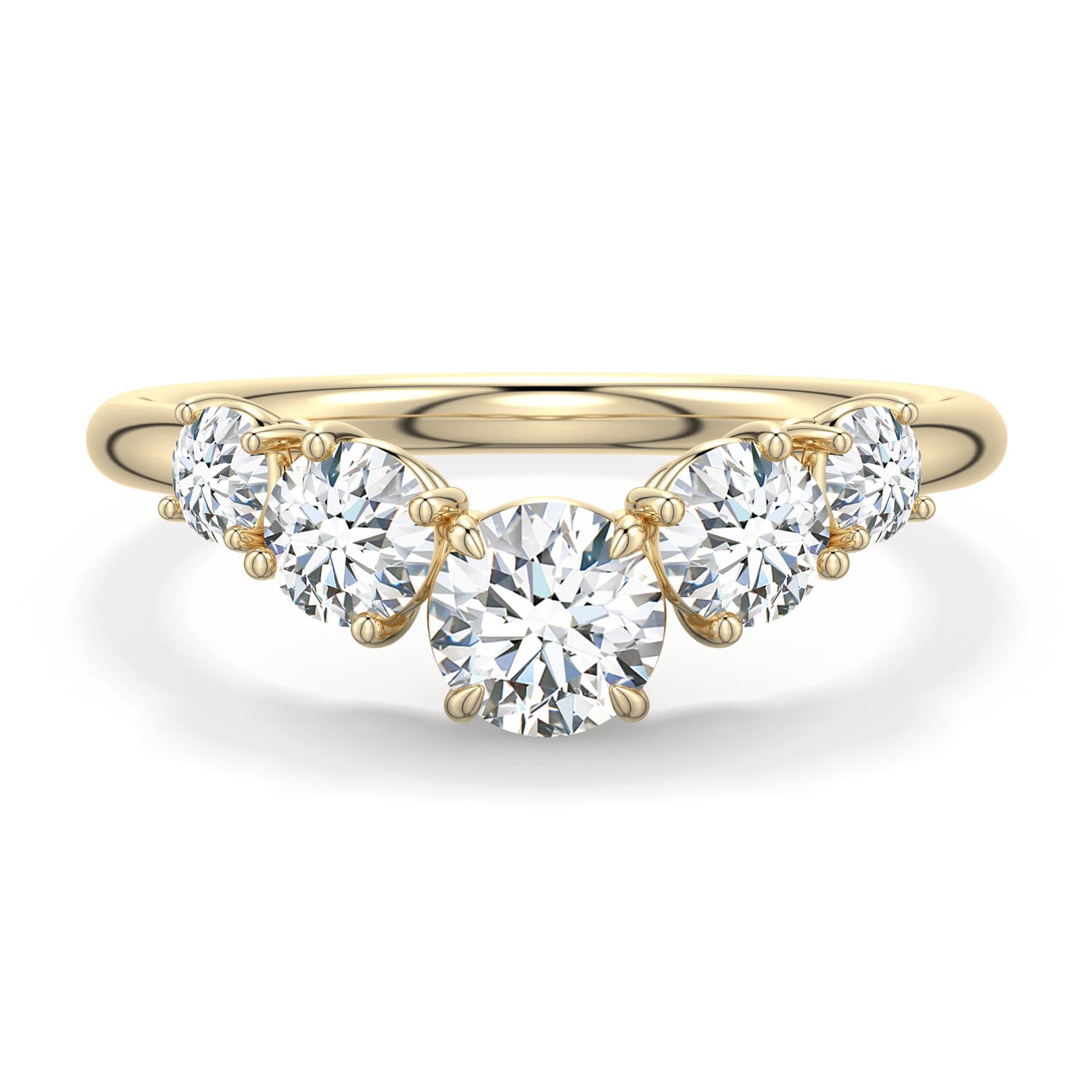 5.1mm FGVS Round Lab-Grown Diamond Graduated Side Stone Engagement Ring in Yellow Gold - main