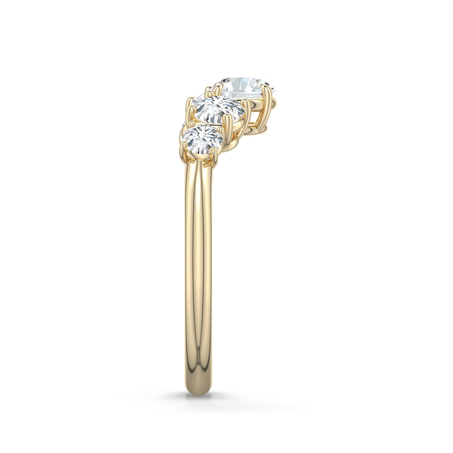 5.1mm FGVS Round Lab-Grown Diamond Graduated Side Stone Engagement Ring in Yellow Gold - side 2 - side 4