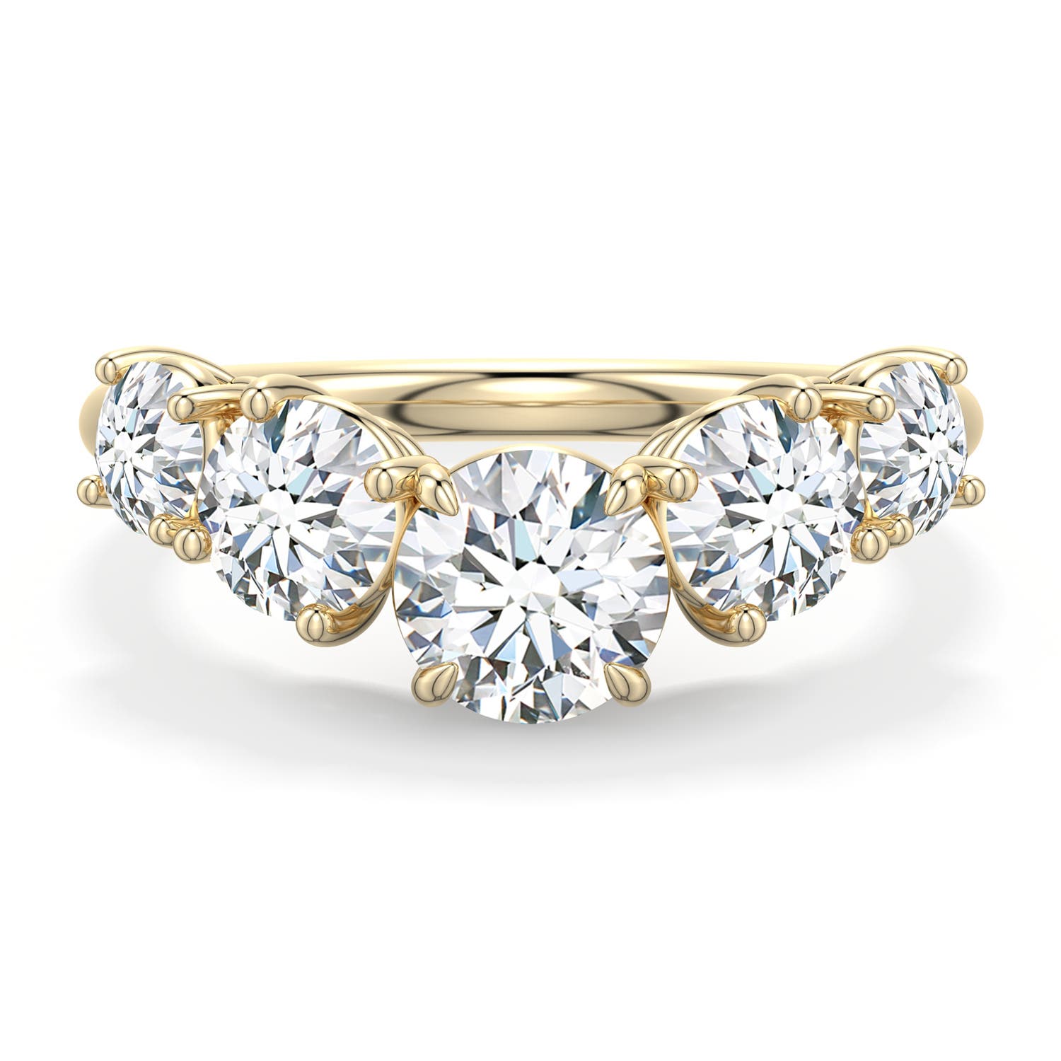 5.9mm FGVS Round Lab-Grown Diamond Graduated Side Stone Engagement Ring in Yellow Gold - main