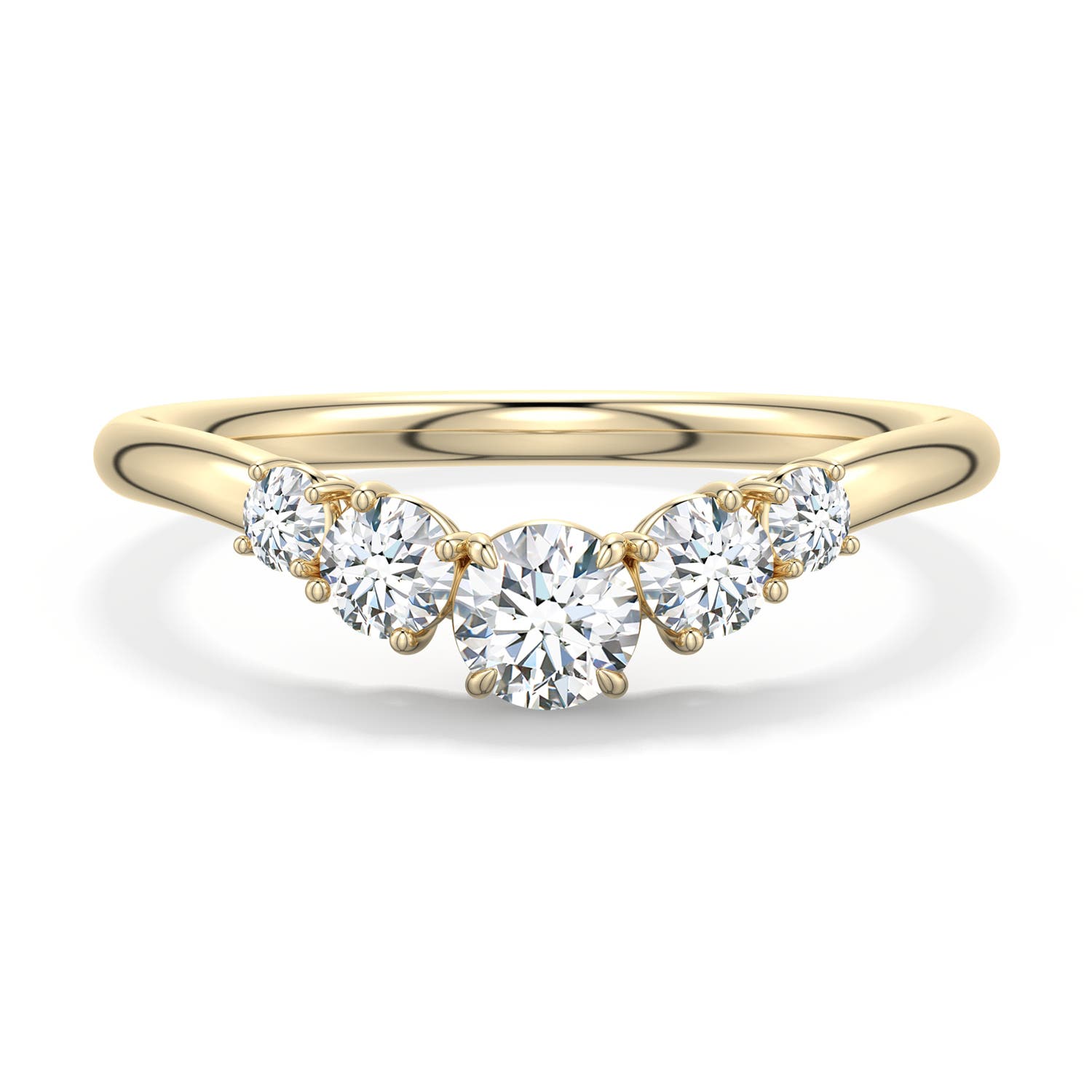 4.1mm FGVS Round Lab-Grown Diamond Graduated Side Stone Engagement Ring in 18K Yellow Gold - main