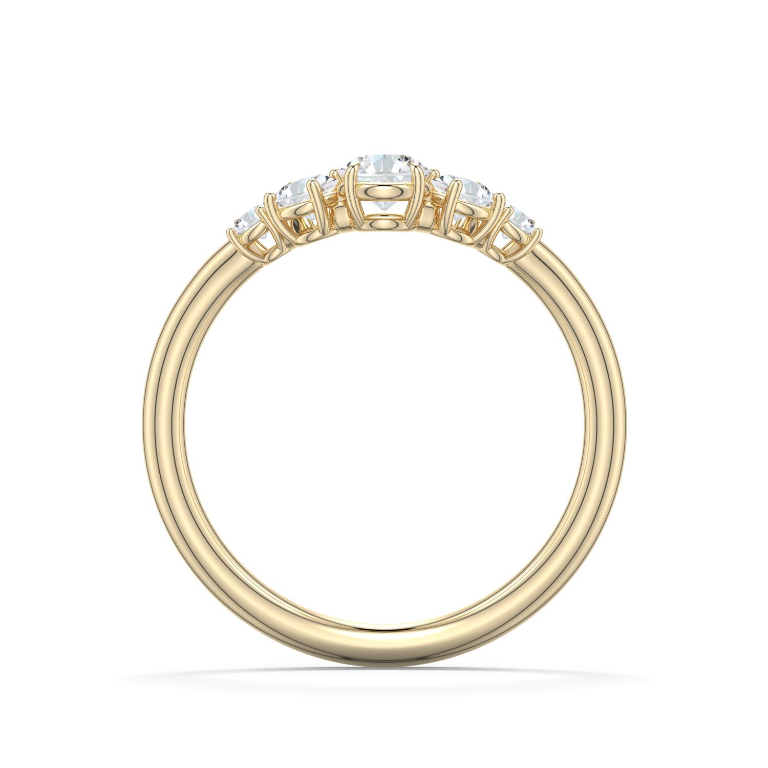 4.1mm FGVS Round Lab-Grown Diamond Graduated Side Stone Engagement Ring in 18K Yellow Gold - side 1