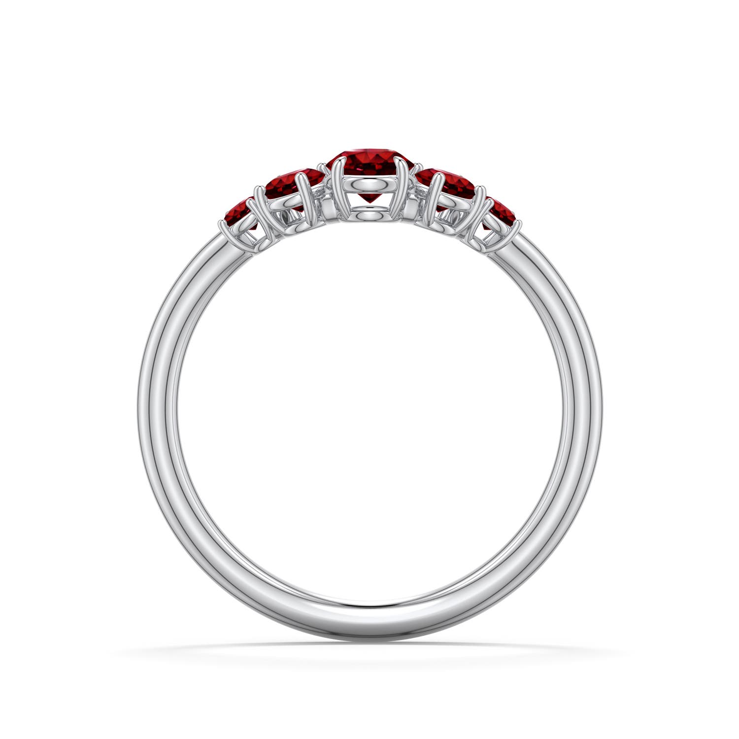 4mm Labgrown Round Lab-Grown Ruby Graduated Side Stone Engagement Ring in 18K White Gold - side 1