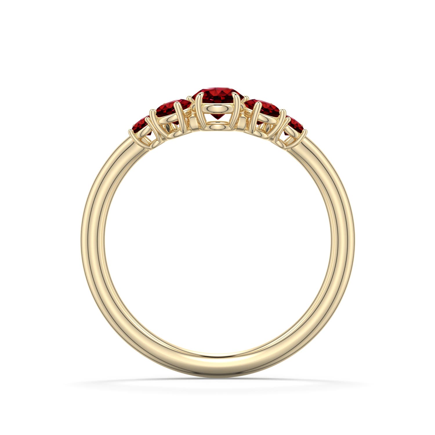 4mm Labgrown Round Lab-Grown Ruby Graduated Side Stone Engagement Ring in 18K Yellow Gold - side 1