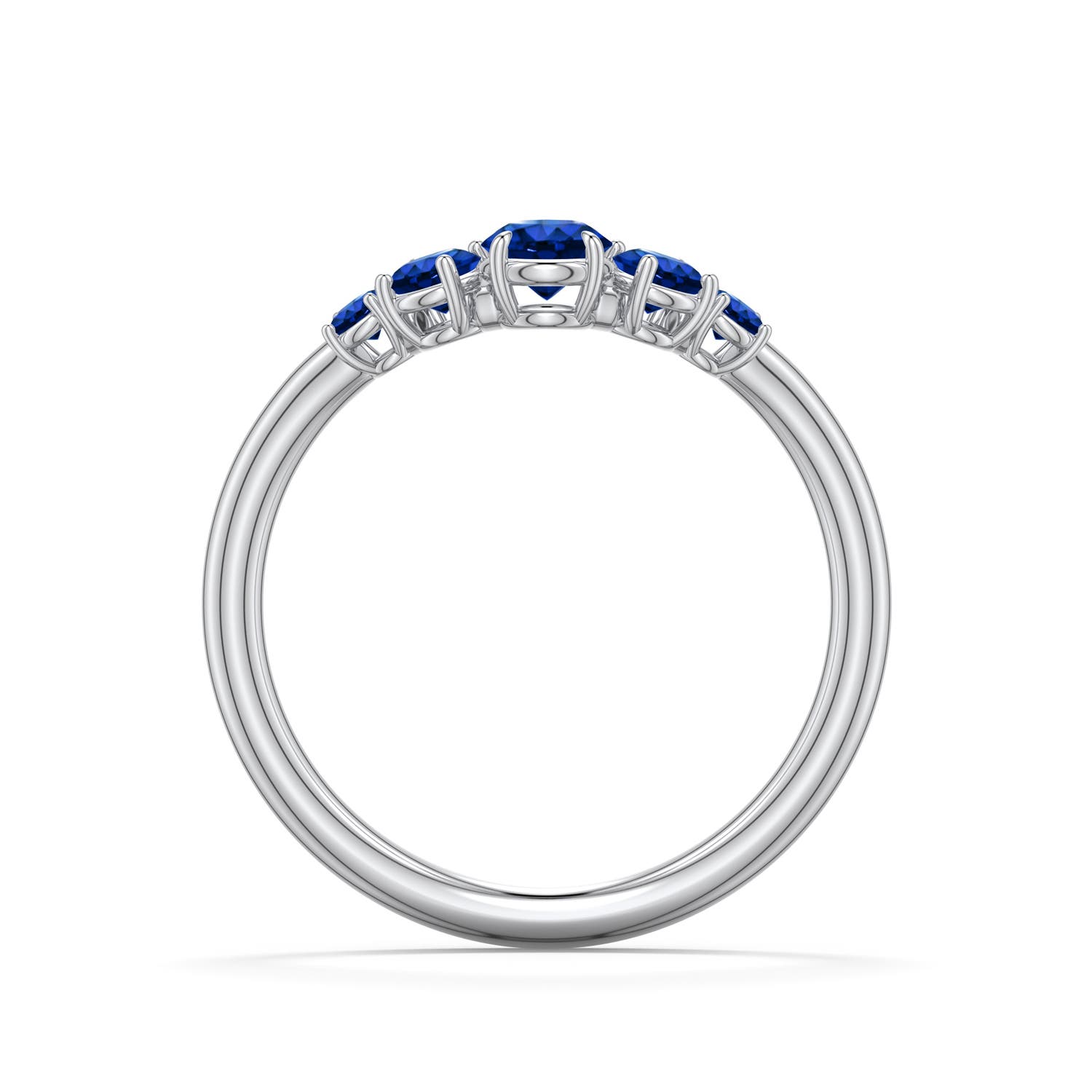 4mm Labgrown Round Lab-Grown Blue Sapphire Graduated Side Stone Engagement Ring in 18K White Gold - side 1