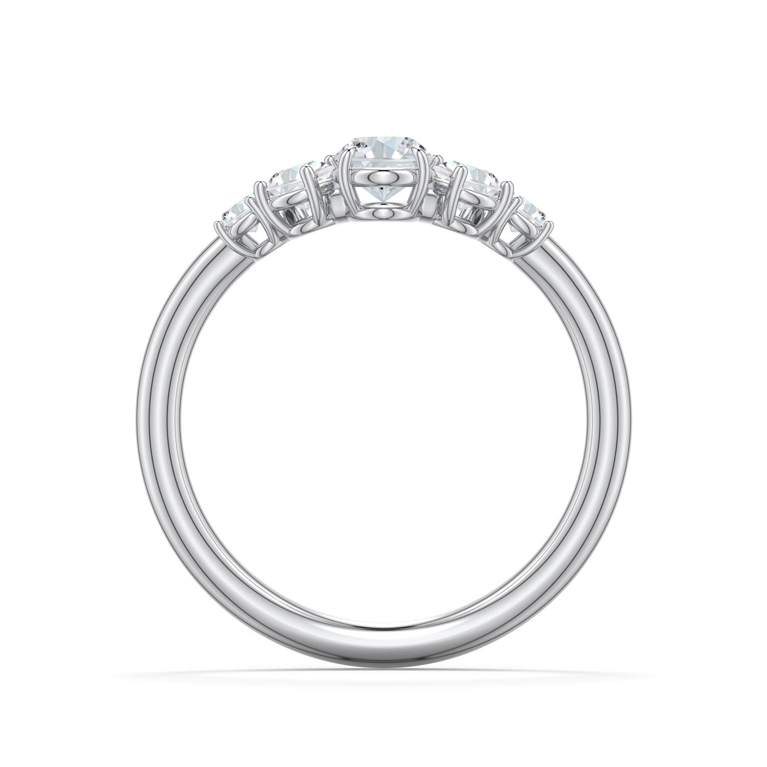 6x4mm FGVS Oval Lab-Grown Diamond Graduated Side Stone Engagement Ring in White Gold - side 1 - side 3