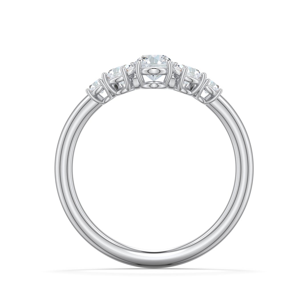 6x4mm FGVS Oval Lab-Grown Diamond Graduated Side Stone Engagement Ring in White Gold - side 1 - side 3