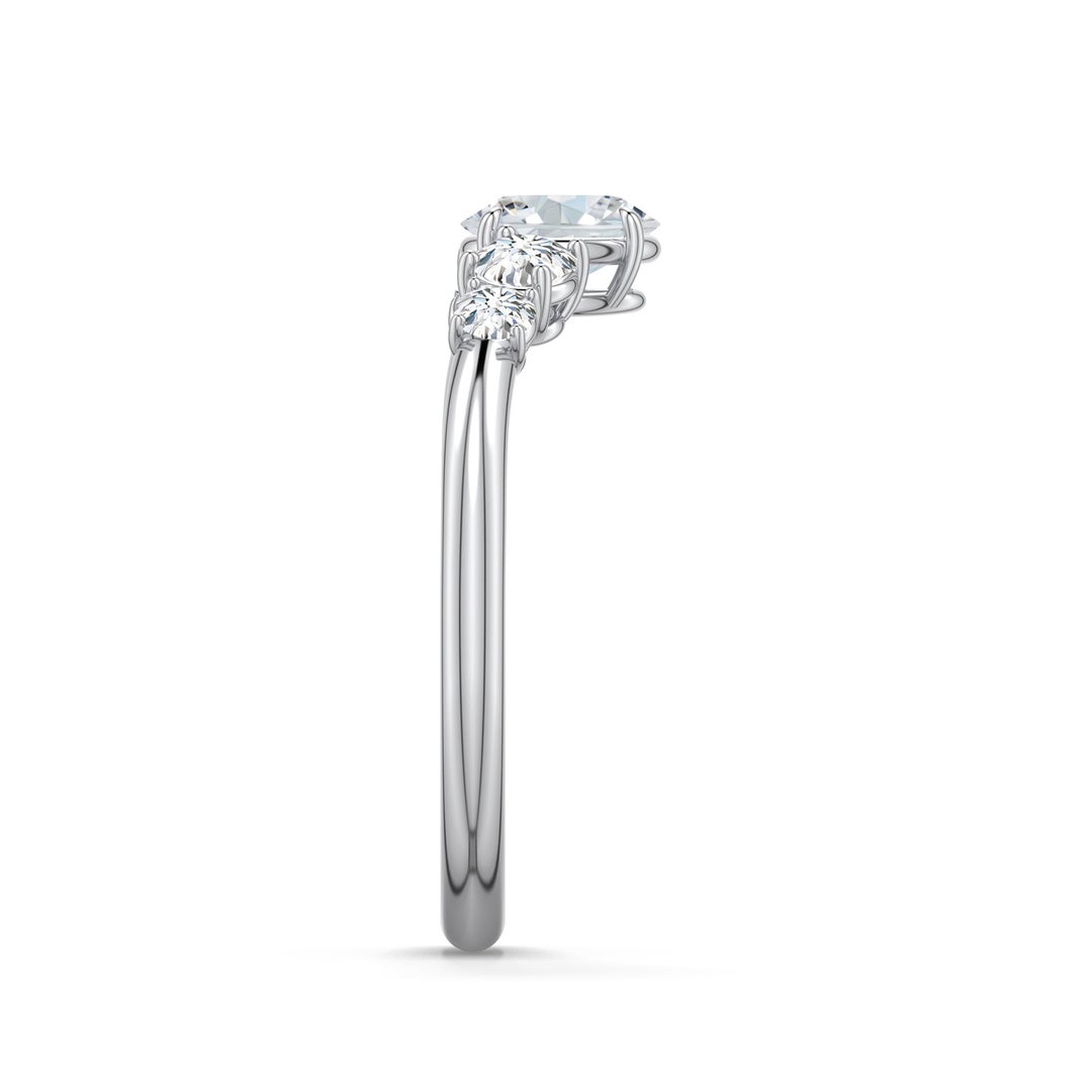 6x4mm FGVS Oval Lab-Grown Diamond Graduated Side Stone Engagement Ring in White Gold - side 2 - side 4