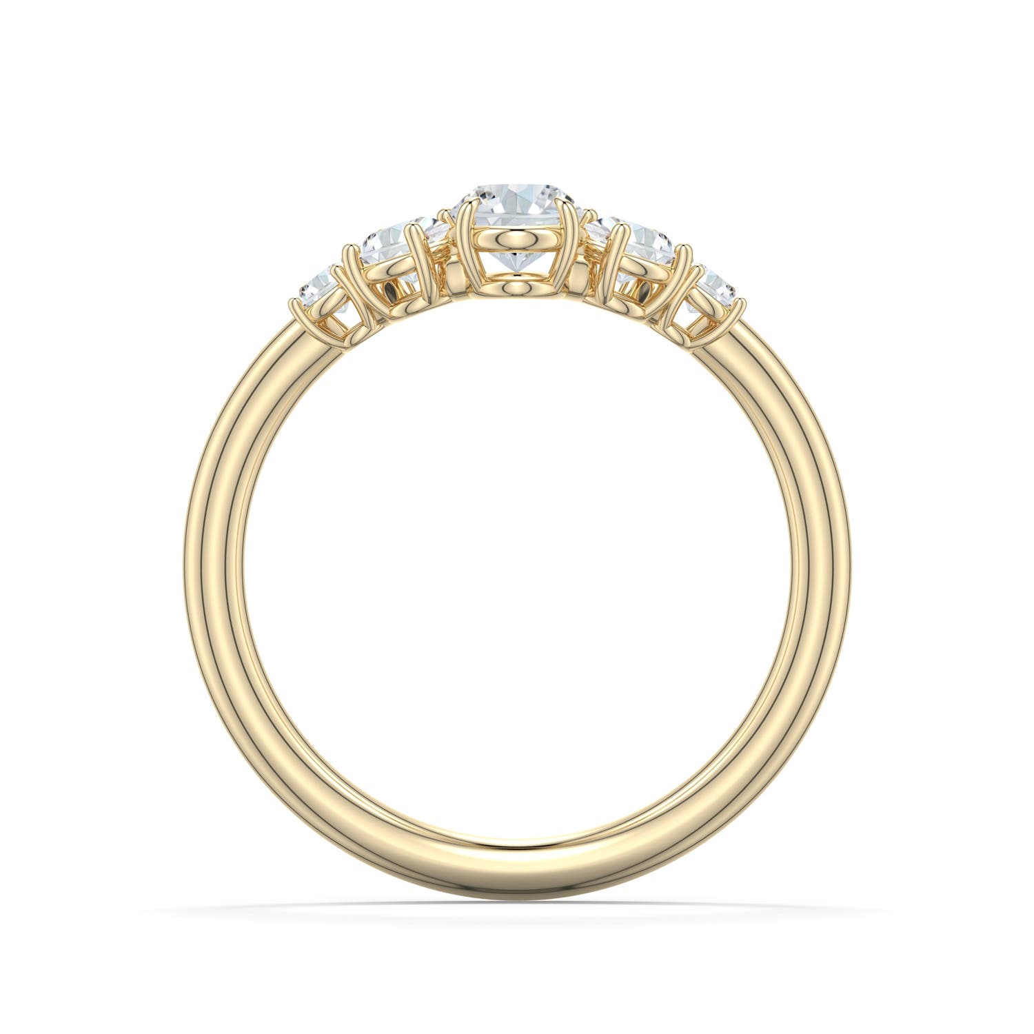 6x4mm FGVS Oval Lab-Grown Diamond Graduated Side Stone Engagement Ring in 18K Yellow Gold - side 1