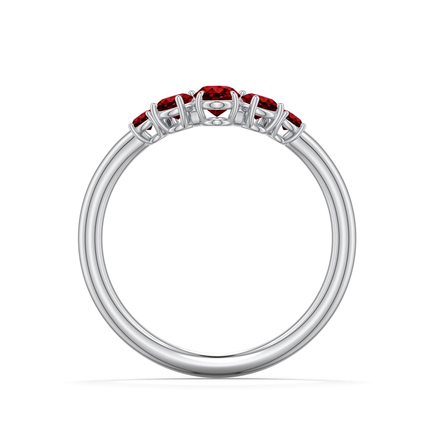 5x4mm Labgrown Oval Lab-Grown Ruby Graduated Side Stone Engagement Ring in White Gold - side 1