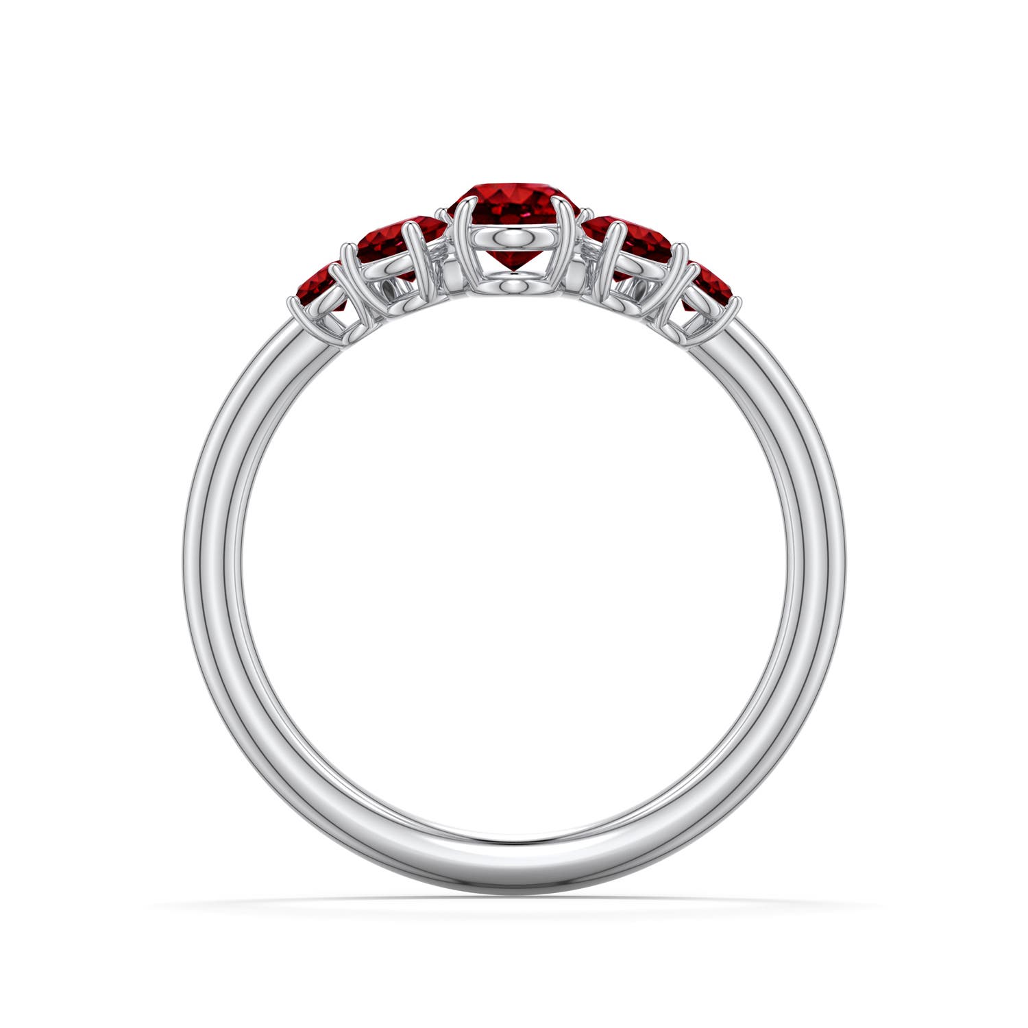 6x4mm Labgrown Oval Lab-Grown Ruby Graduated Side Stone Engagement Ring in White Gold - side 1