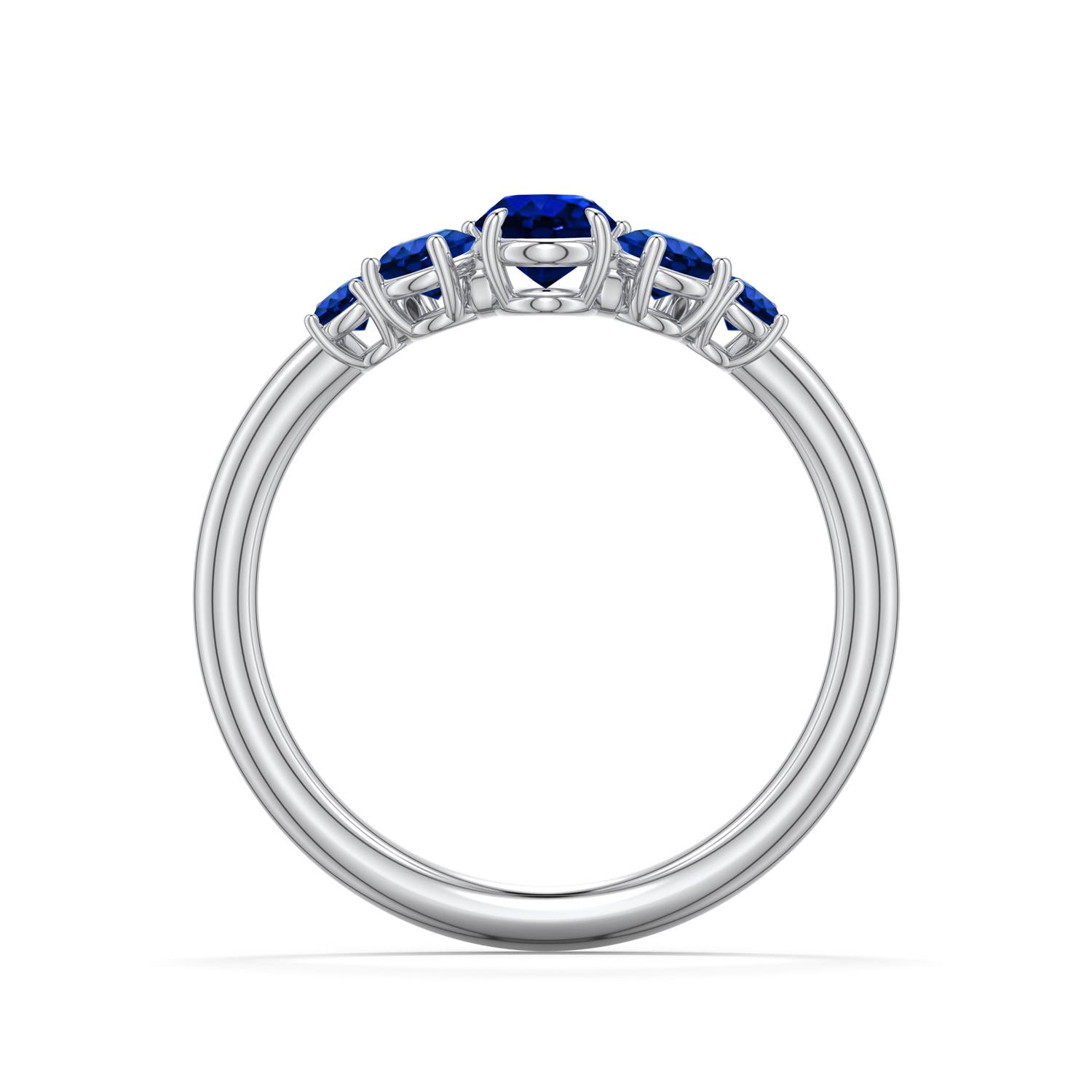 6x4mm Labgrown Oval Lab-Grown Blue Sapphire Graduated Side Stone Engagement Ring in 18K White Gold - side 1