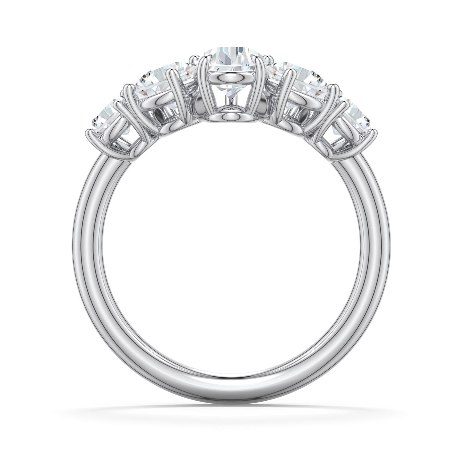 8x5mm FGVS Pear Lab-Grown Diamond Graduated Side Stone Engagement Ring in 18K White Gold - side 1