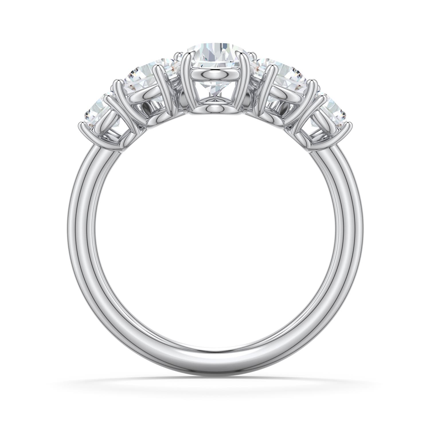 9x5.5mm FGVS Pear Lab-Grown Diamond Graduated Side Stone Engagement Ring in 18K White Gold - side 1
