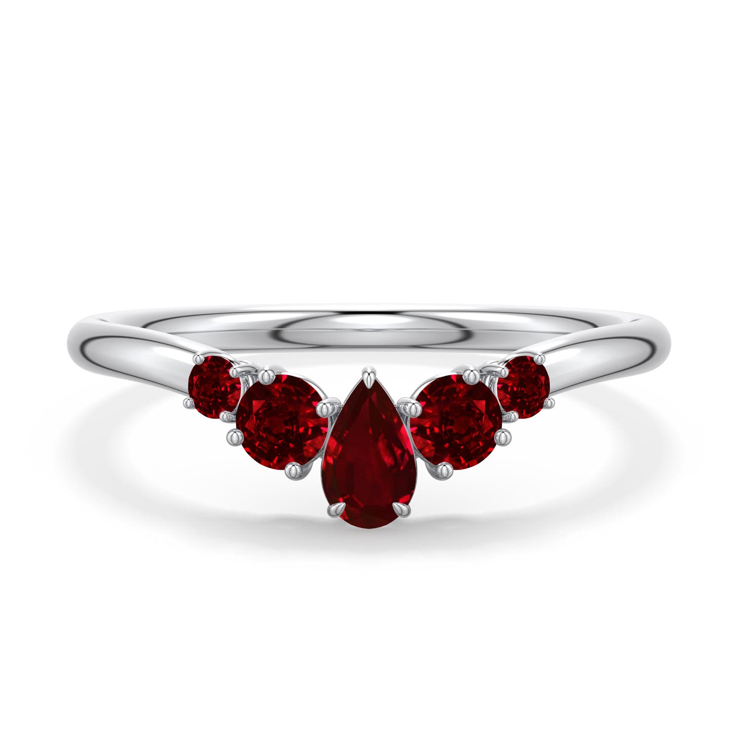 Angara 0.63 Ctw Pear Lab-grown Ruby Graduated Side Stone Engagement Ring In Burgundy