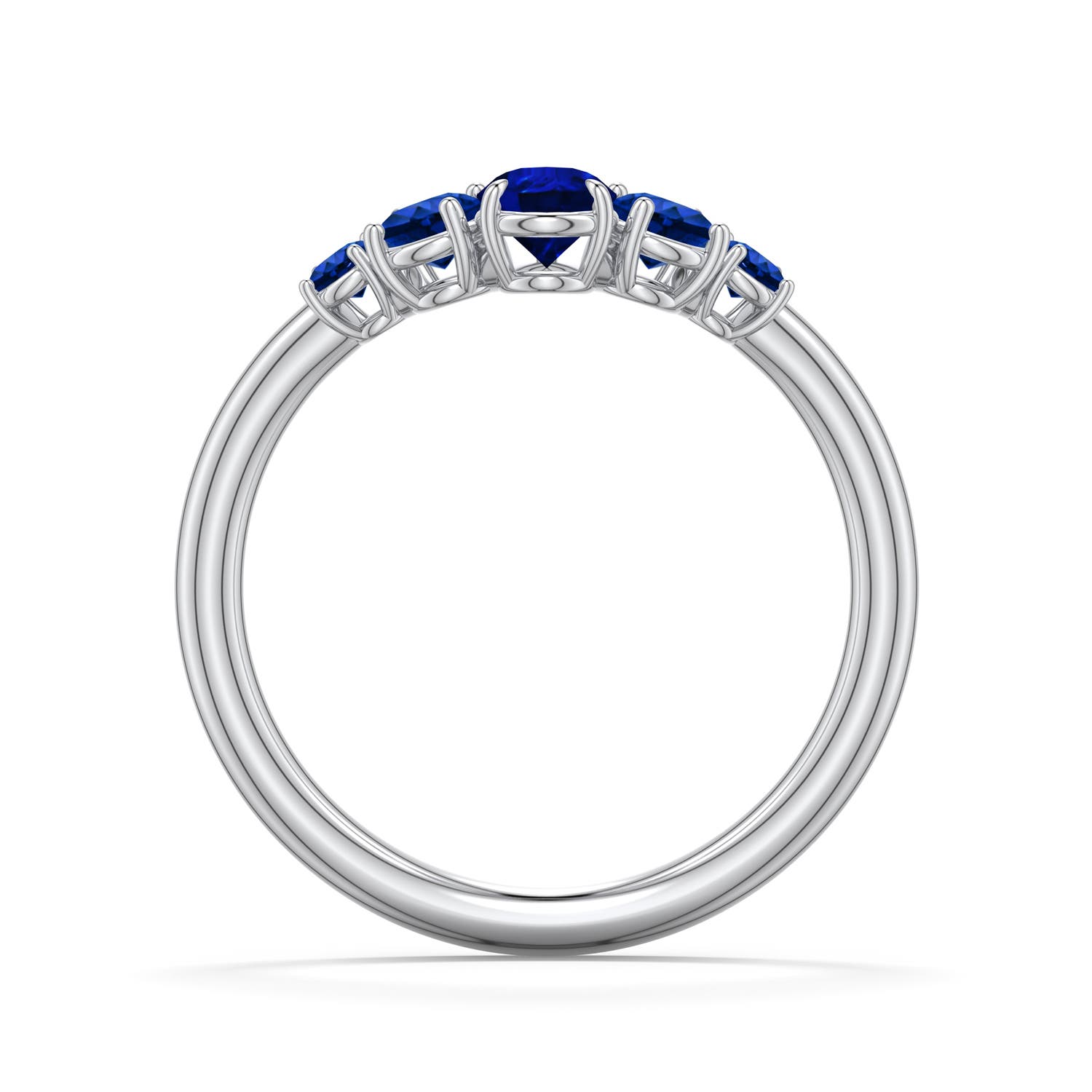 6x4mm Labgrown Pear Lab-Grown Blue Sapphire Graduated Side Stone Engagement Ring in 18K White Gold - side 1