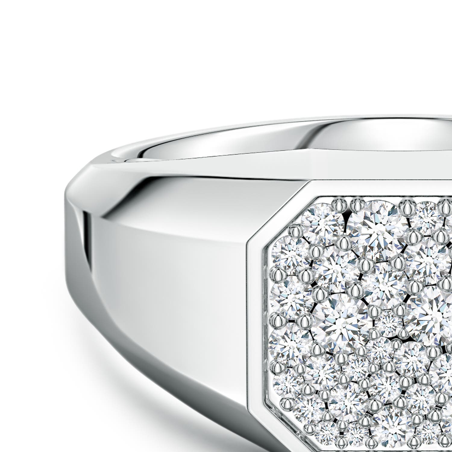 Pavé-Set Lab-Grown Diamond Men's Octagon Signet Ring