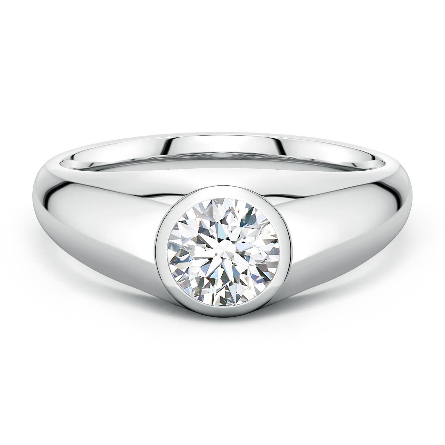 Angara 1.03 Carats Round Lab-Grown Diamond Men’s Signet Ring in 18K White Gold