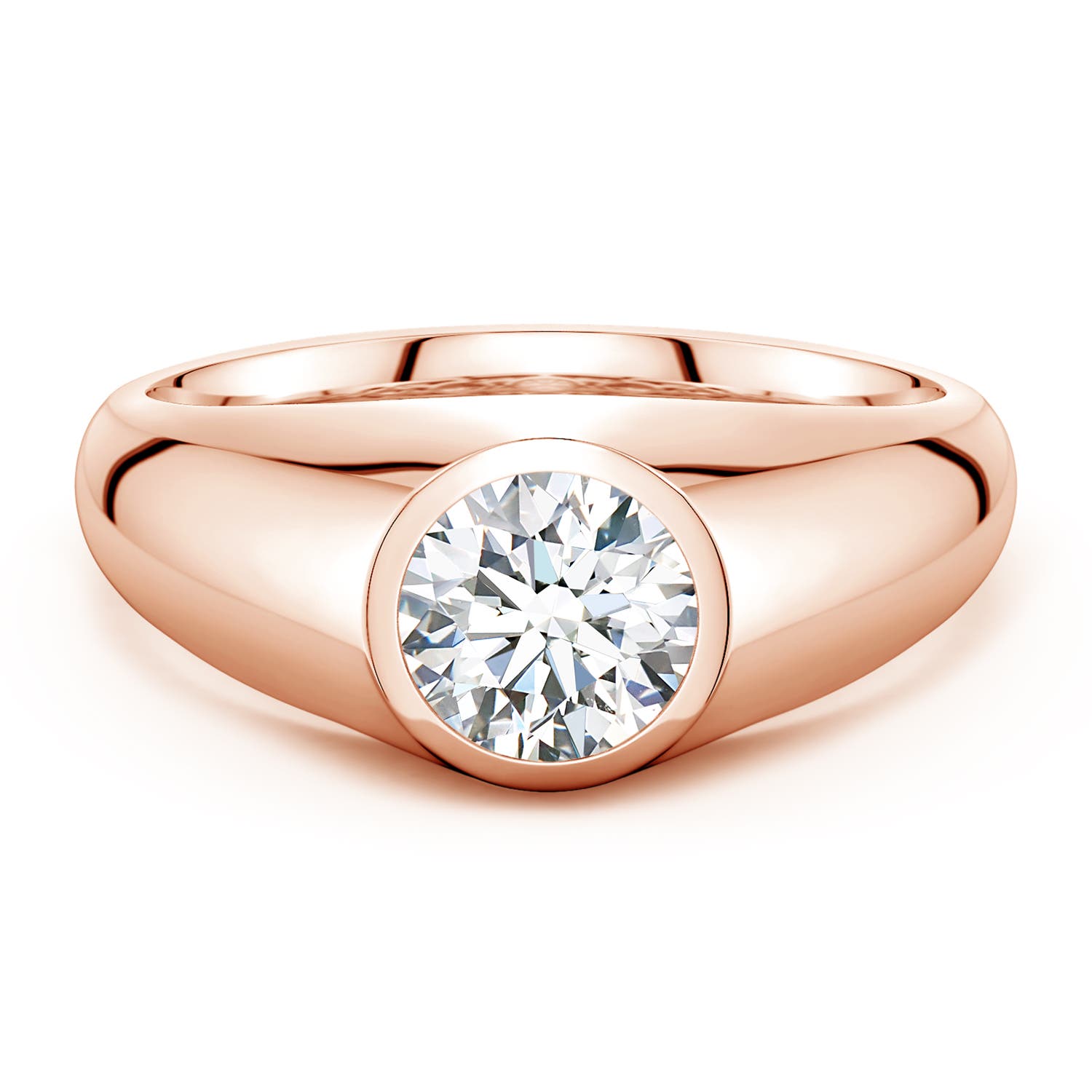 Angara 1.25 Carats Round Lab-Grown Diamond Men’s Signet Ring in 18K Rose Gold
