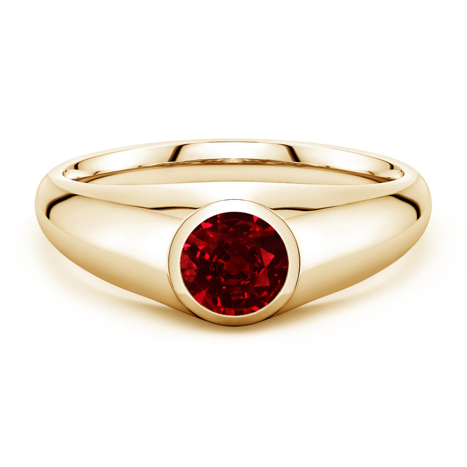 Angara 1.0 Carat Round Lab-Grown Ruby Men’s Signet Ring in 18K Yellow Gold