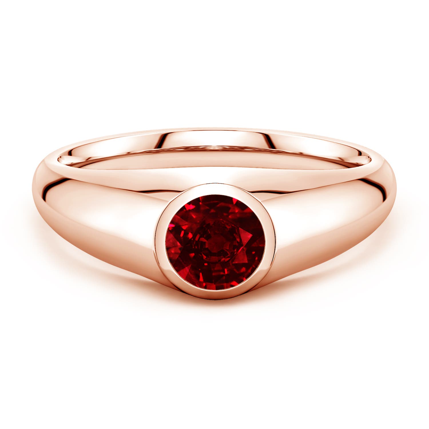 Angara 1.0 Carat Round Lab-Grown Ruby Men’s Signet Ring in 14K Rose Gold