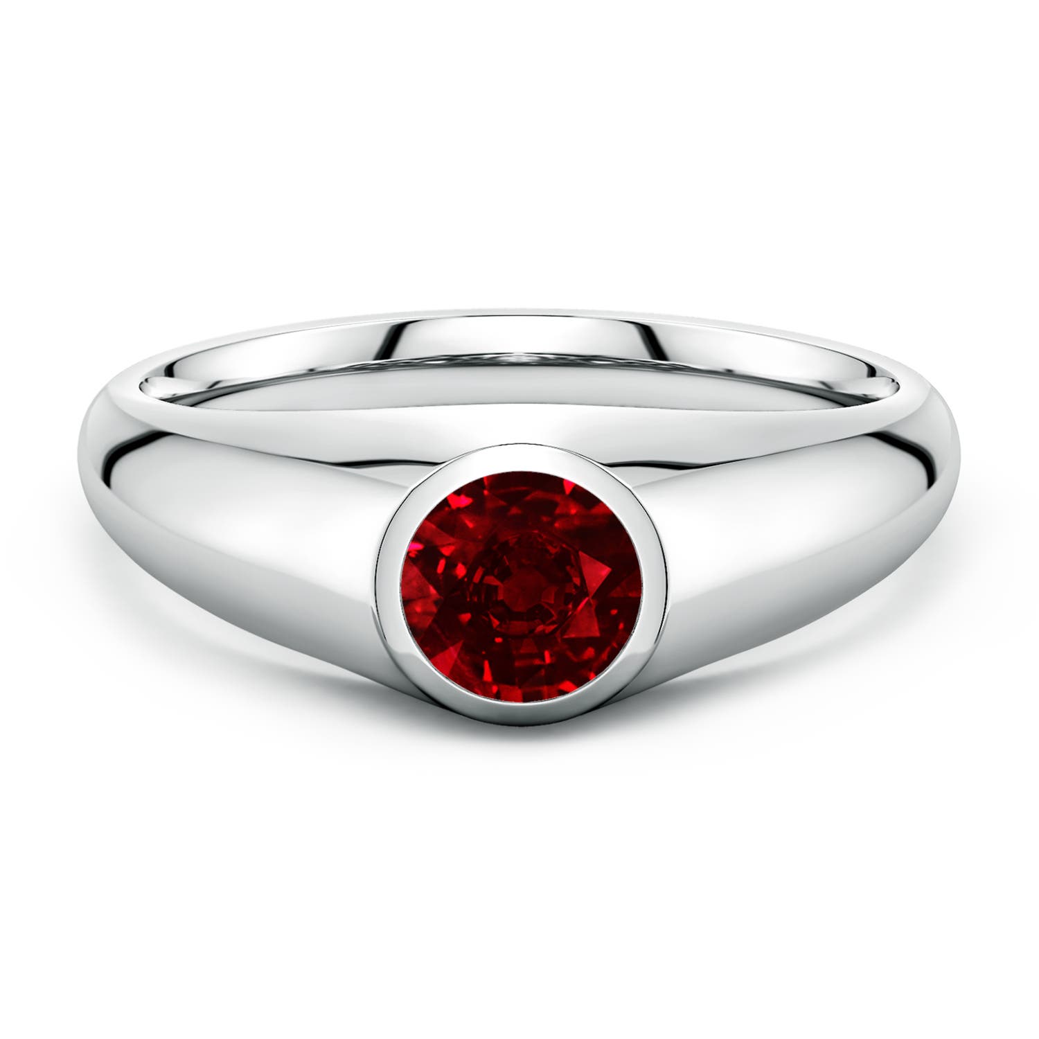 Angara 1.0 Carat Round Lab-Grown Ruby Men’s Signet Ring in 14K White Gold
