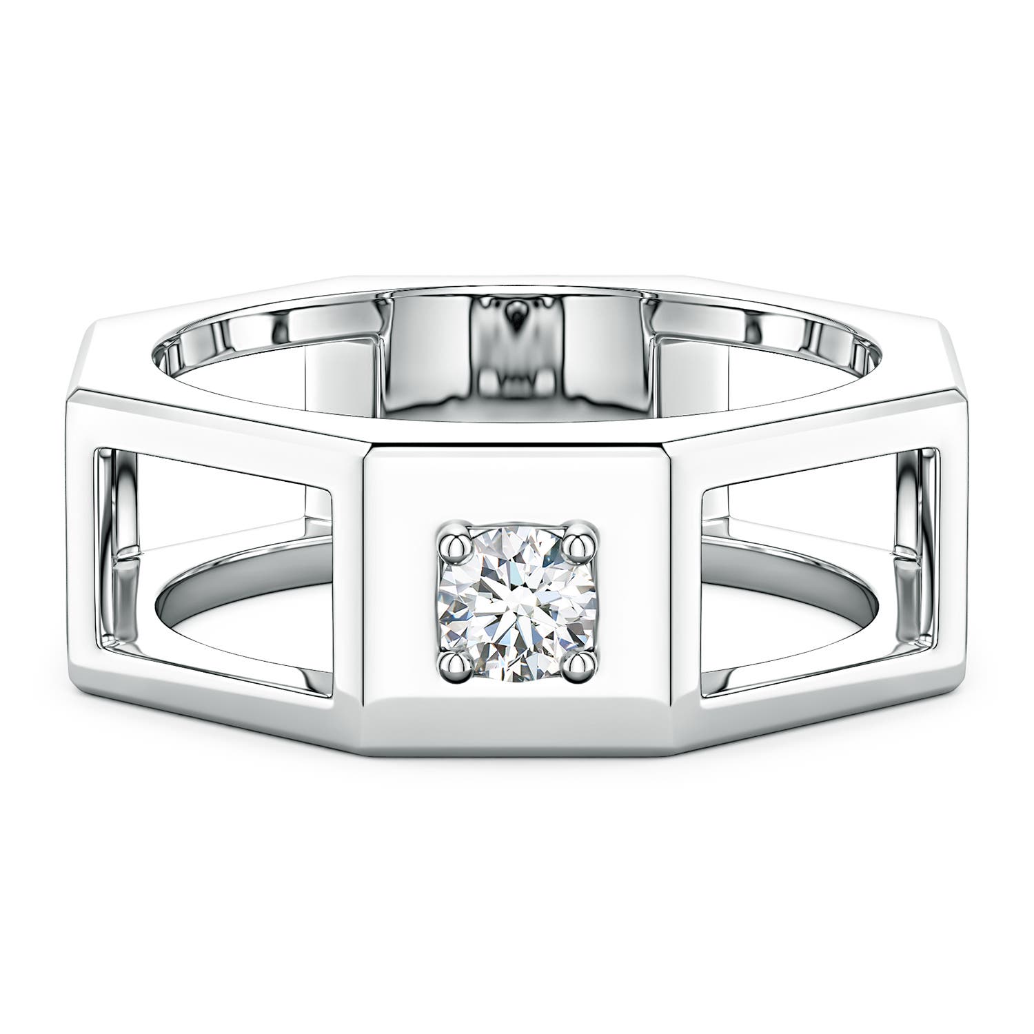 Angara 0.25 Carat Lab-Grown Diamond Octagon Open-Shank Men's Ring in Silver