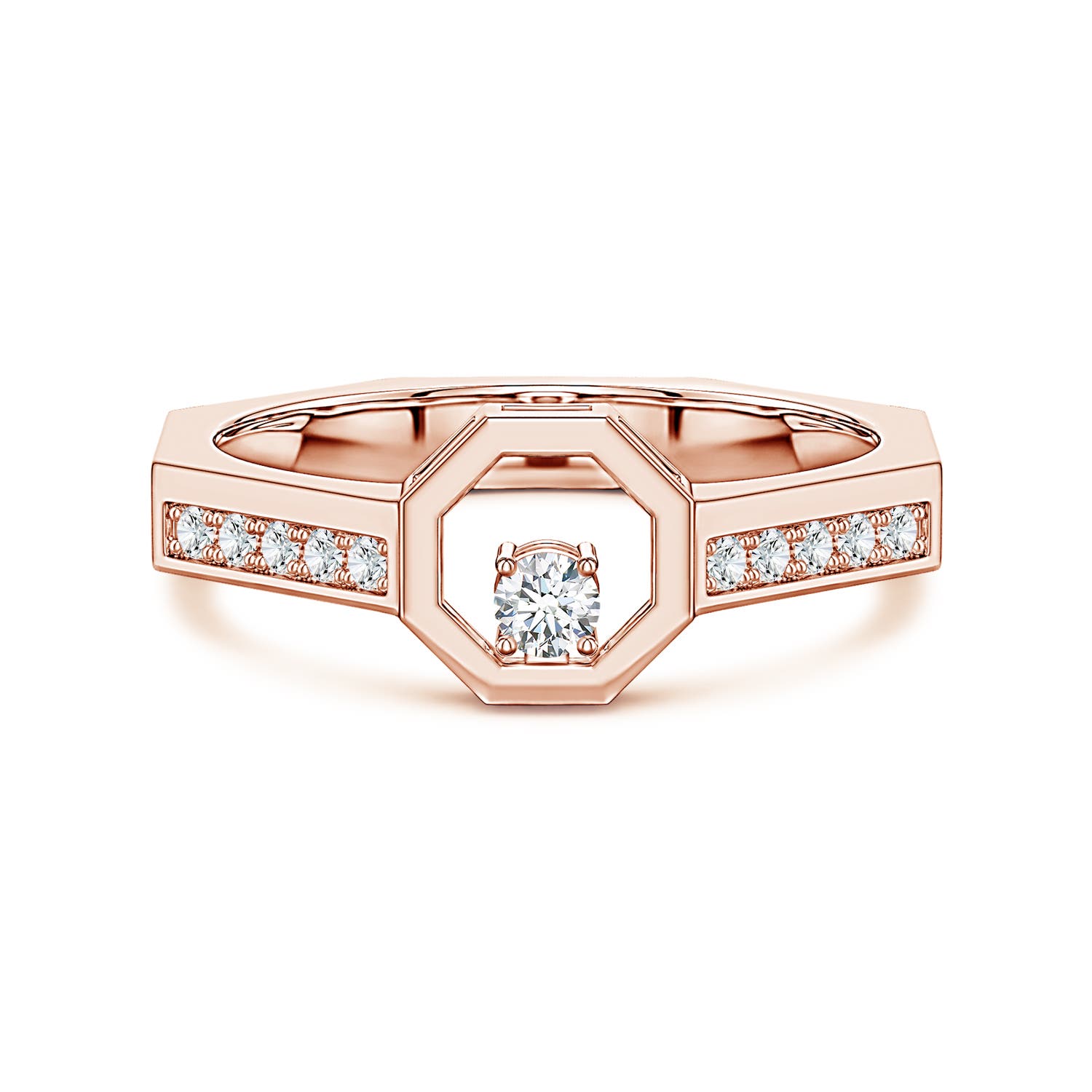Angara 0.25 Carat Lab-Grown Diamond Octagon Open Frame Men's Ring in 18K Rose Gold