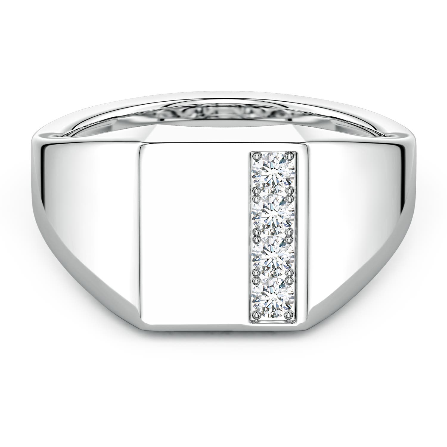 Angara 0.28 Carat Lab-Grown Diamond Rectangular-Shaped Men's Signet Ring in 18K White Gold