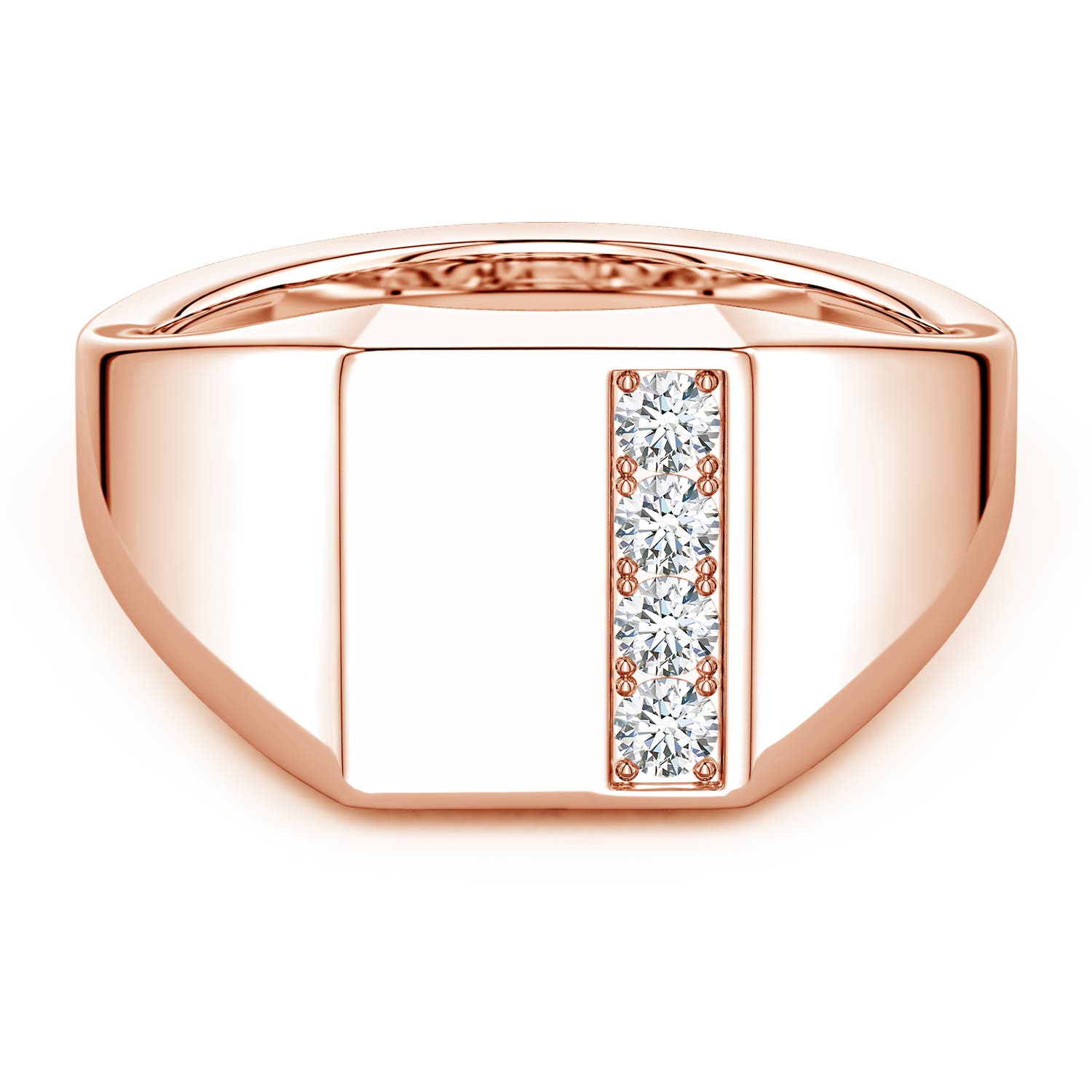 Angara 0.28 Carat Lab-Grown Diamond Rectangular-Shaped Men's Signet Ring in 14K Rose Gold