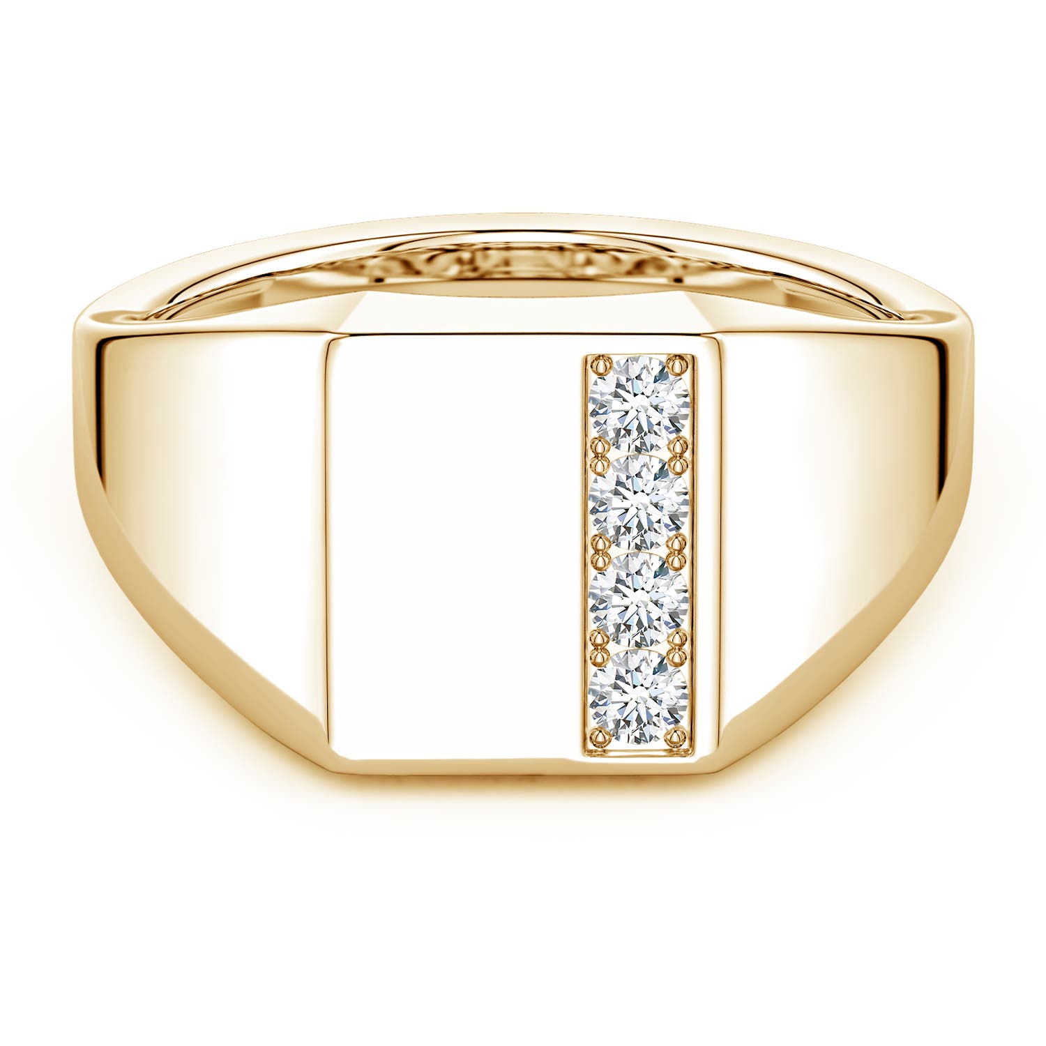 Angara 0.28 Carat Lab-Grown Diamond Rectangular-Shaped Men's Signet Ring in 14K Yellow Gold