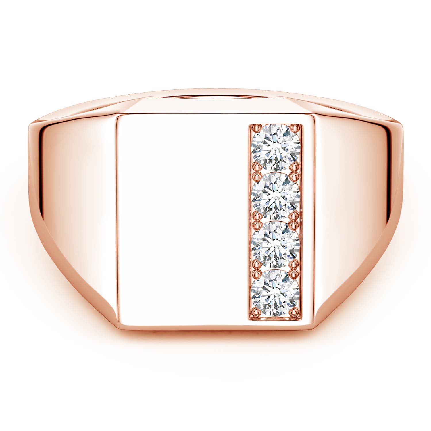 Angara 0.42 Carat Lab-Grown Diamond Rectangular-Shaped Men's Signet Ring in 18K Rose Gold
