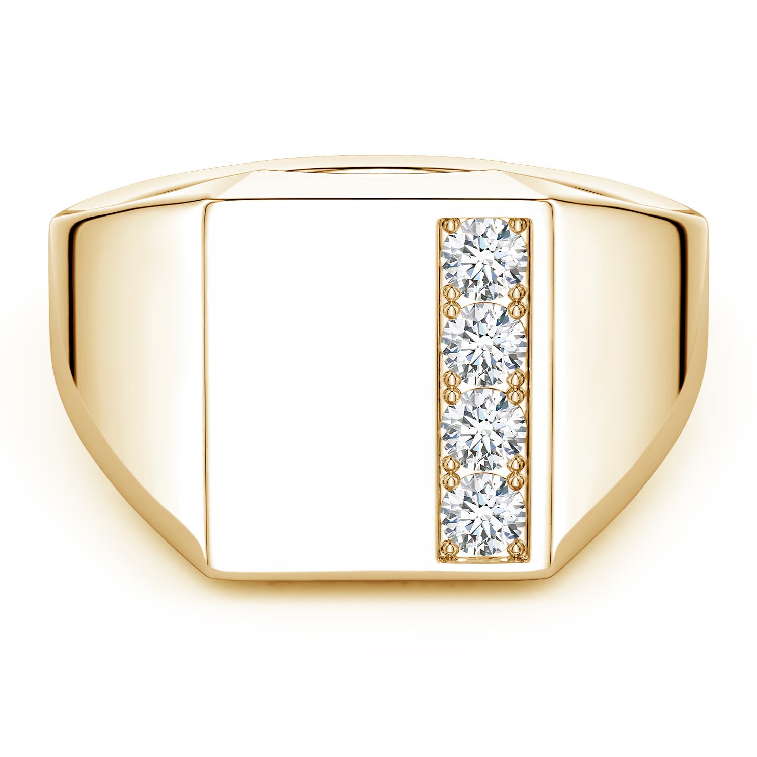Angara 0.42 Carat Lab-Grown Diamond Rectangular-Shaped Men's Signet Ring in 18K Yellow Gold