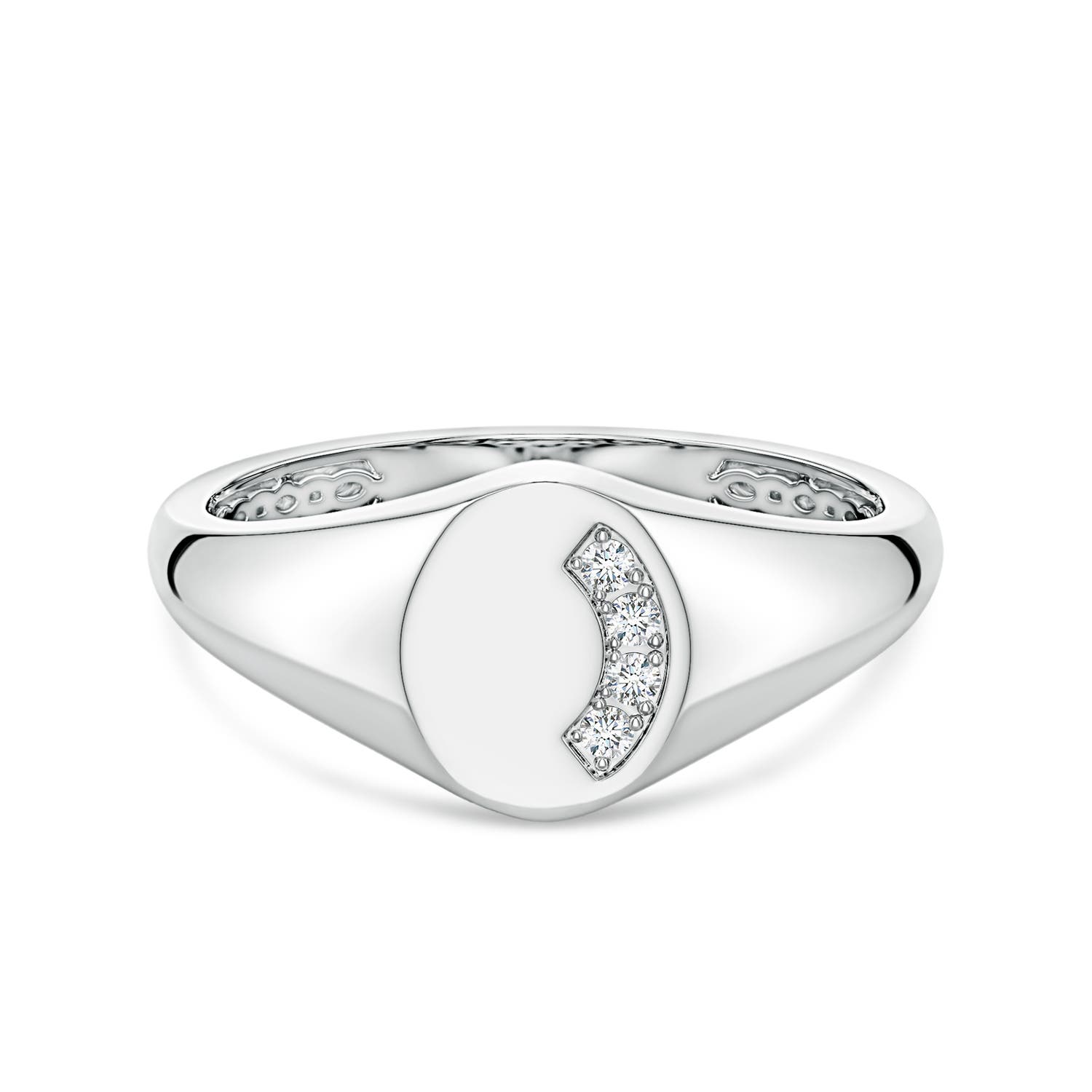 Angara 0.06 Carat Lab-Grown Diamond Oval-Shaped Men's Signet Ring in Silver