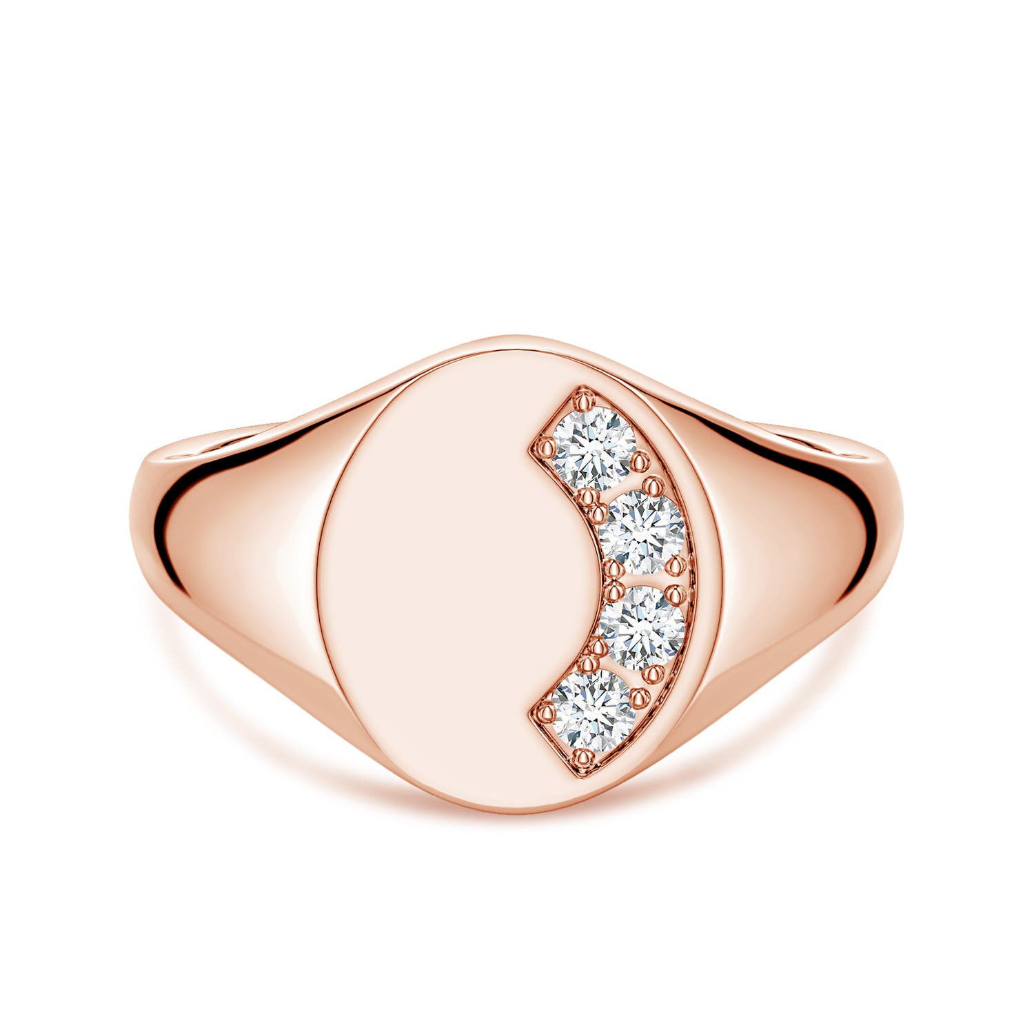 Angara 0.28 Carat Lab-Grown Diamond Oval-Shaped Men's Signet Ring in 14K Rose Gold
