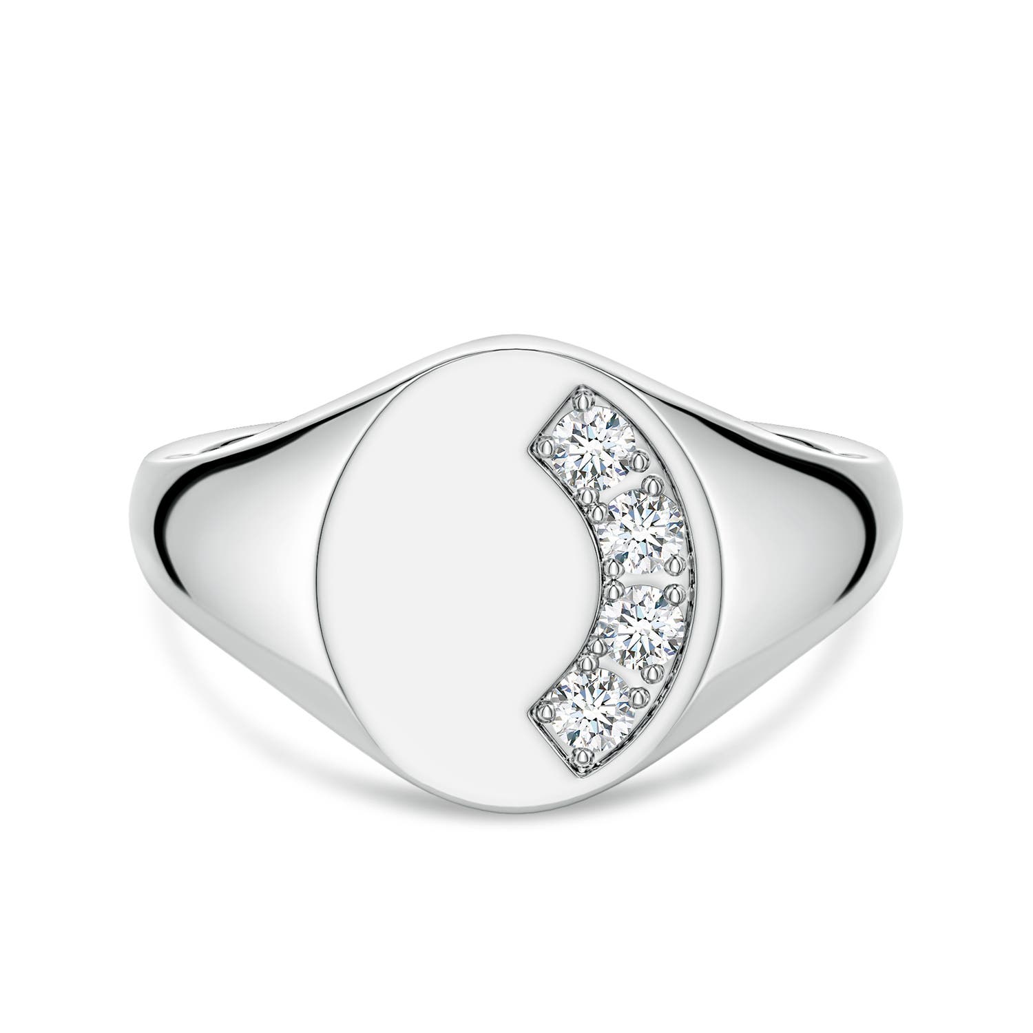 Angara 0.28 Carat Lab-Grown Diamond Oval-Shaped Men's Signet Ring in 18K White Gold