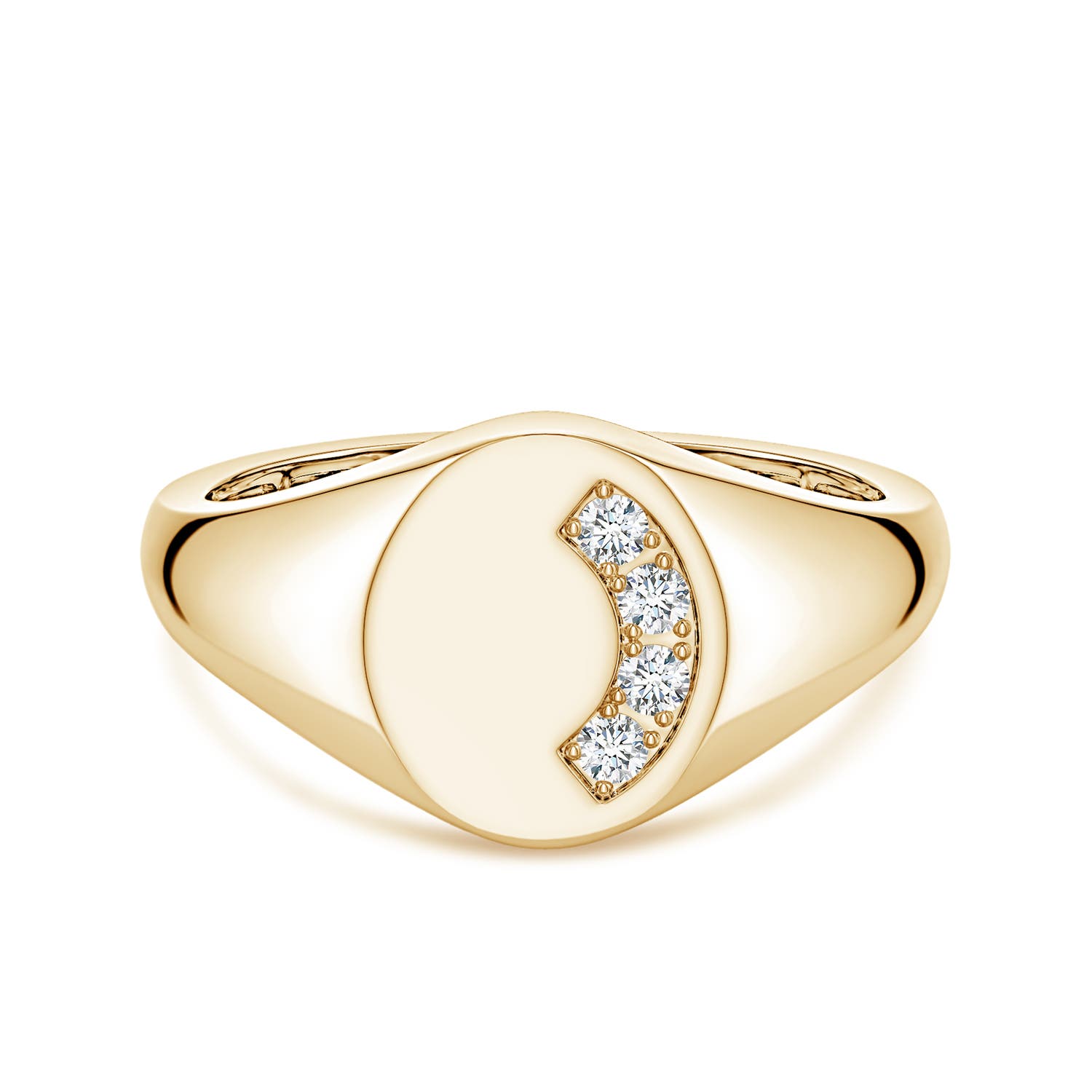 Angara 0.14 Carat Lab-Grown Diamond Oval-Shaped Men's Signet Ring in 14K Yellow Gold