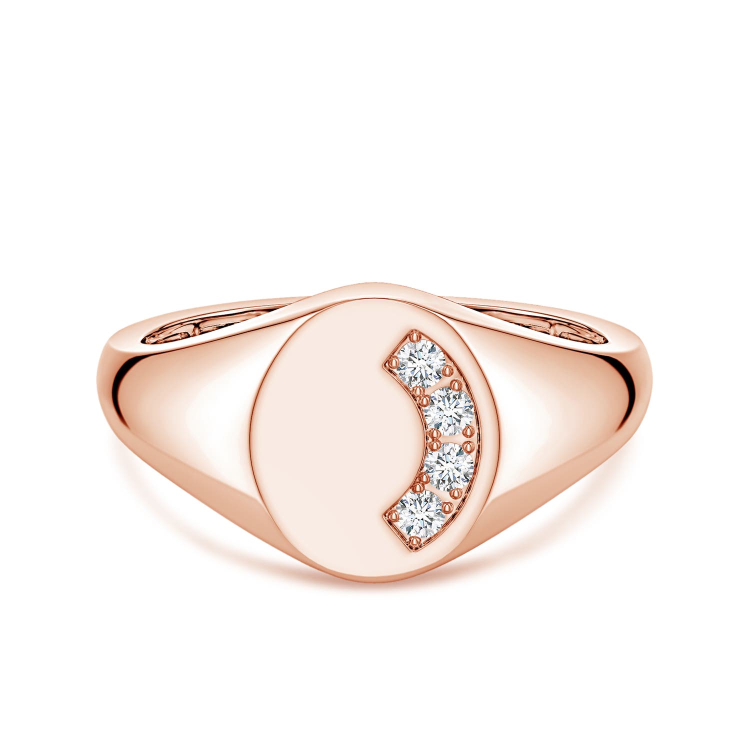 Angara 0.14 Carat Lab-Grown Diamond Oval-Shaped Men's Signet Ring in 14K Rose Gold