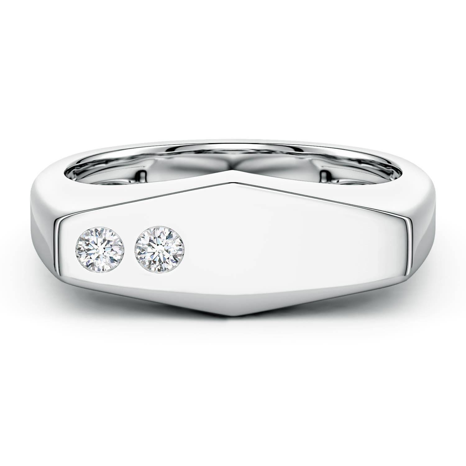 Angara 0.16 Carat Flush-Set Lab-Grown Diamond Men's Signet Ring in Silver