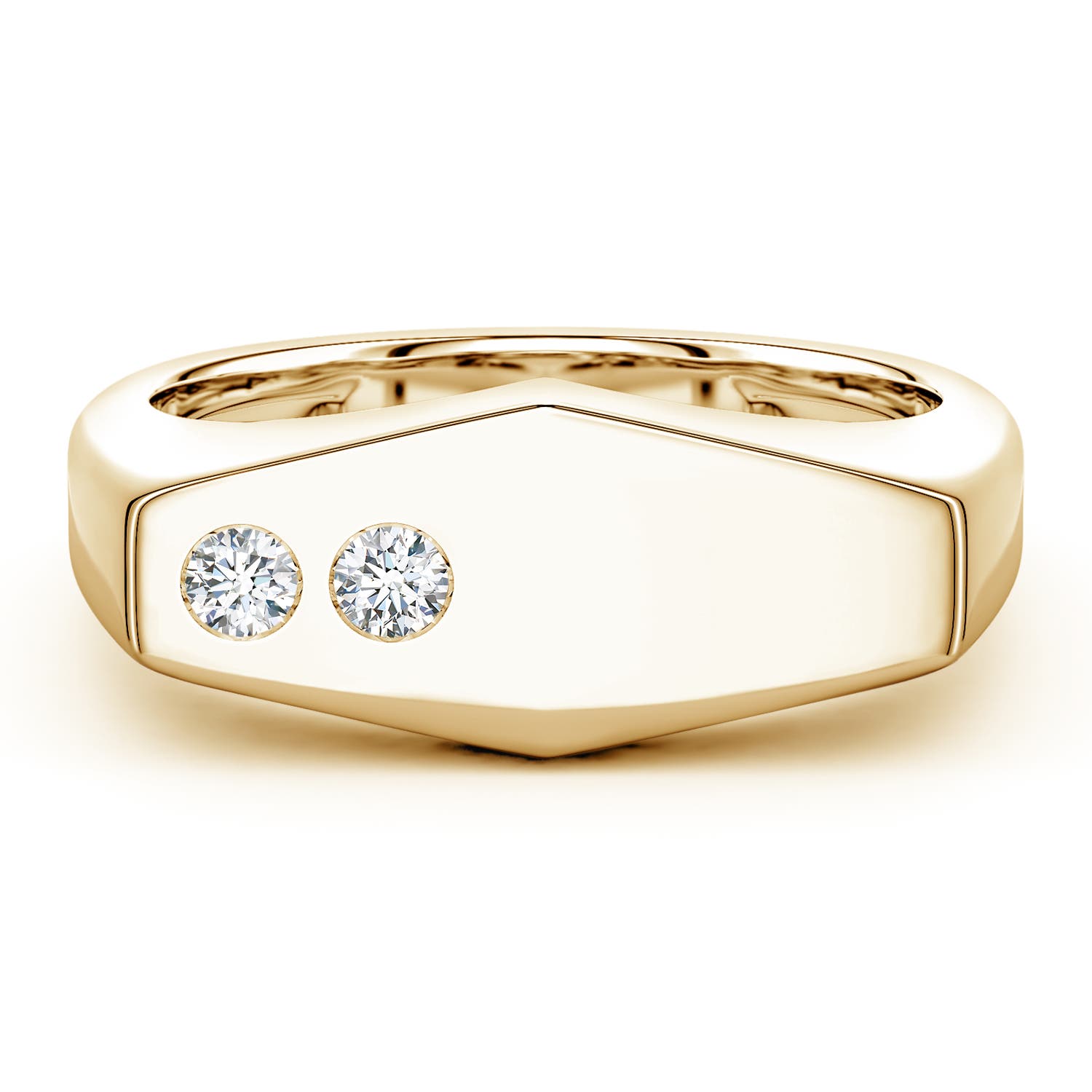 Angara 0.19 Carat Flush-Set Lab-Grown Diamond Men's Signet Ring in 18K Yellow Gold