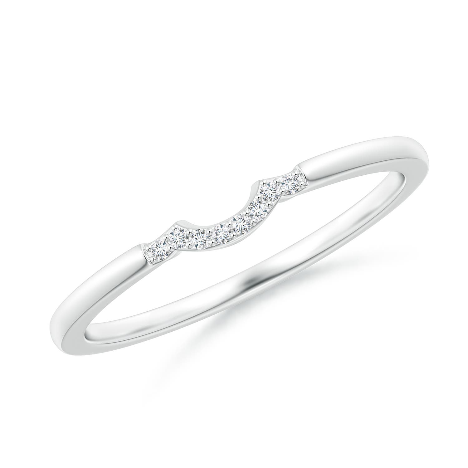 Angara 0.03 Carat Lab-Grown Prong-Set Diamond Curved Wedding Ring in 18K White Gold
